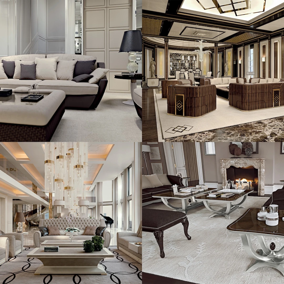 Living room furniture by Modenese Luxury Manufacturer in contemporary style to decorate your villa