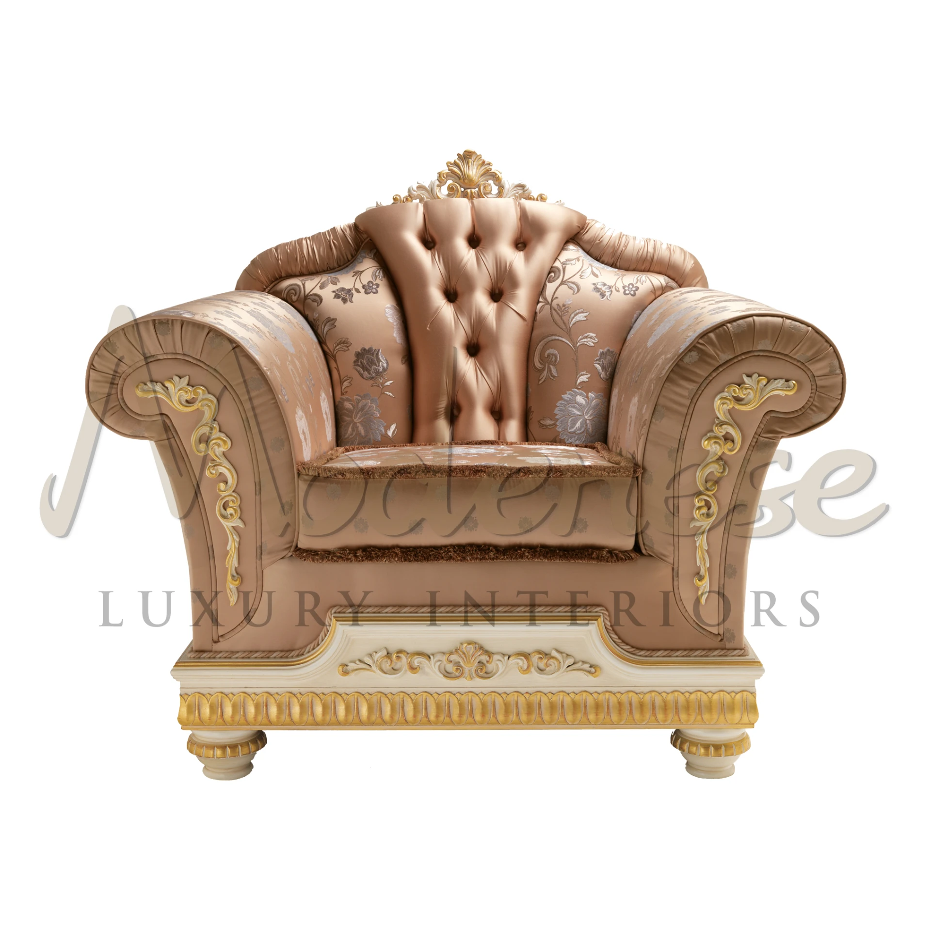 Sophisticated Classic Capitonne Armchair by Modenese, adaptable to any space with its customizable finishes and elegant design.
