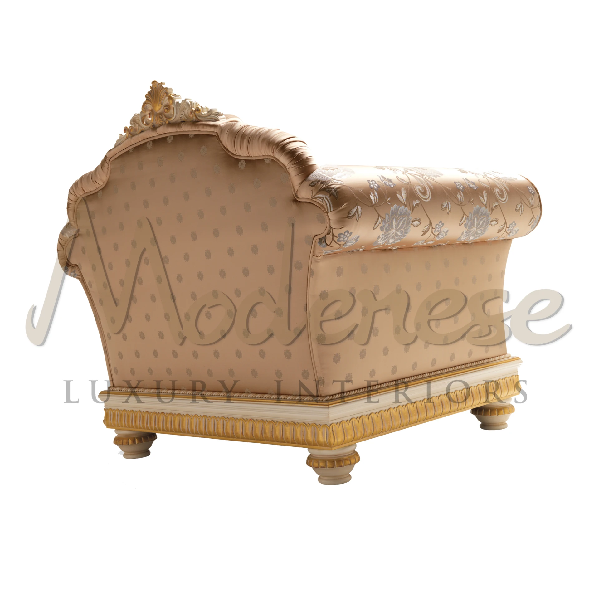 Luxury Classic Capitonne Armchair in pink pattern fabric, representing perfection in upholstery and sophisticated interior style.