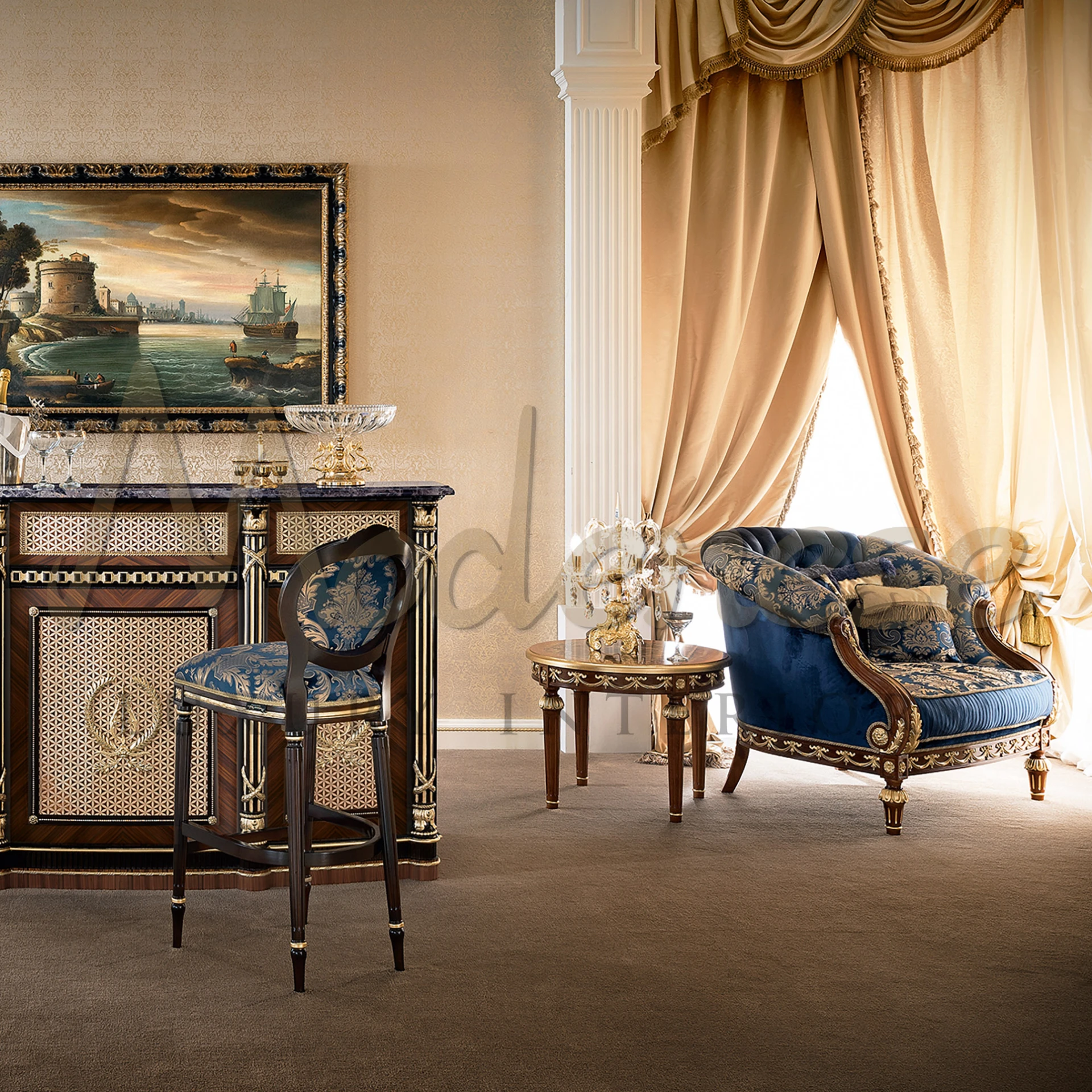 Transform your living space with our round side table adorned with intricate inlay details, a true testament to craftsmanship. With its elegant design and meticulous craftsmanship, this piece adds a touch of refined luxury to any room.
