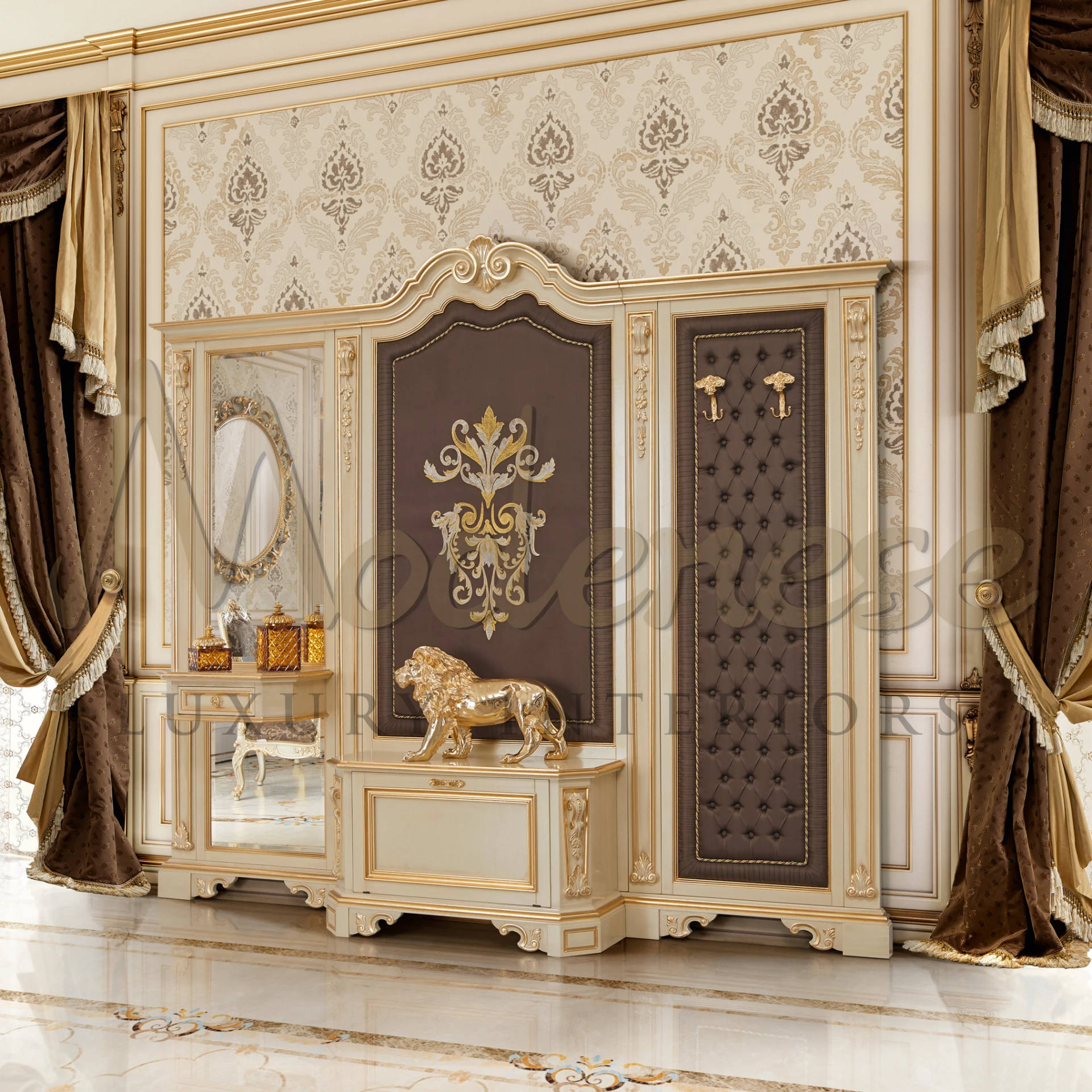 Customizable Elegant Entrance Panel, choose from various fabrics and sizes to match your home decor and design preferences.