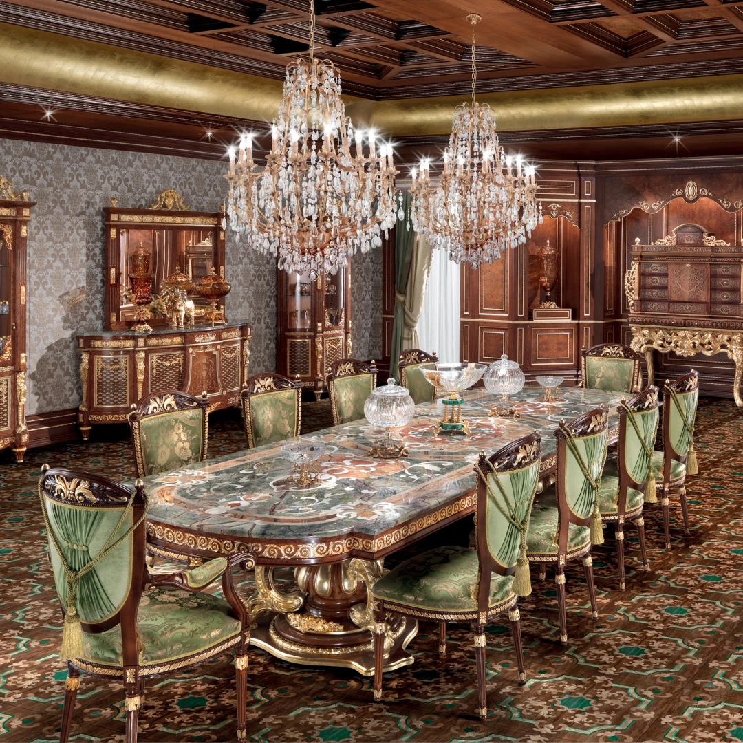 All Modenese dining tables are custom-designed to bring luxury and unequaled sophistication to your spaces: it does not matter whether the requested shape is round, oval, square, rectangular, or molded.