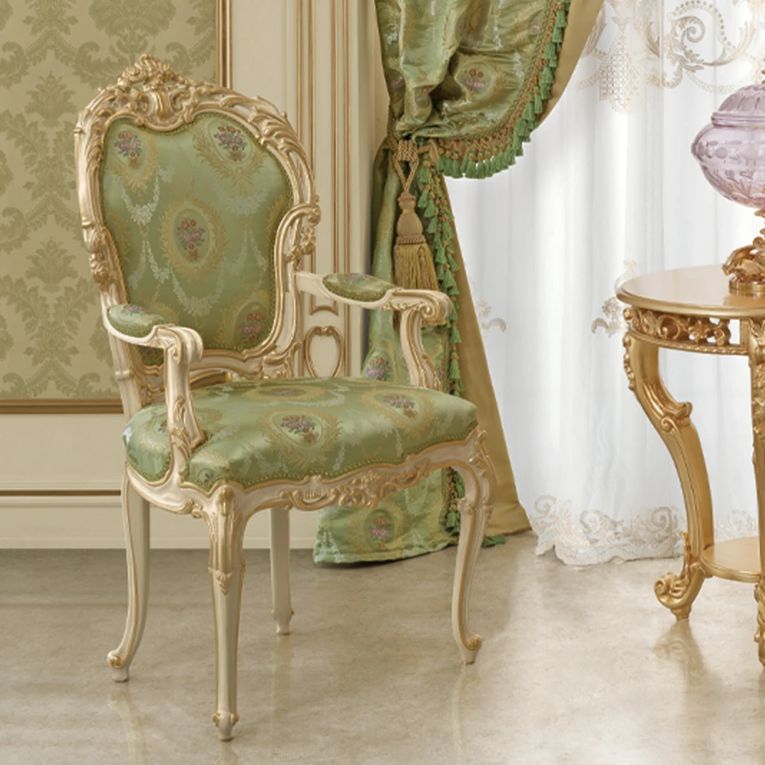 Add sophistication to your dining area with our luxurious armrest chairs, offering both comfort and style for your guests.