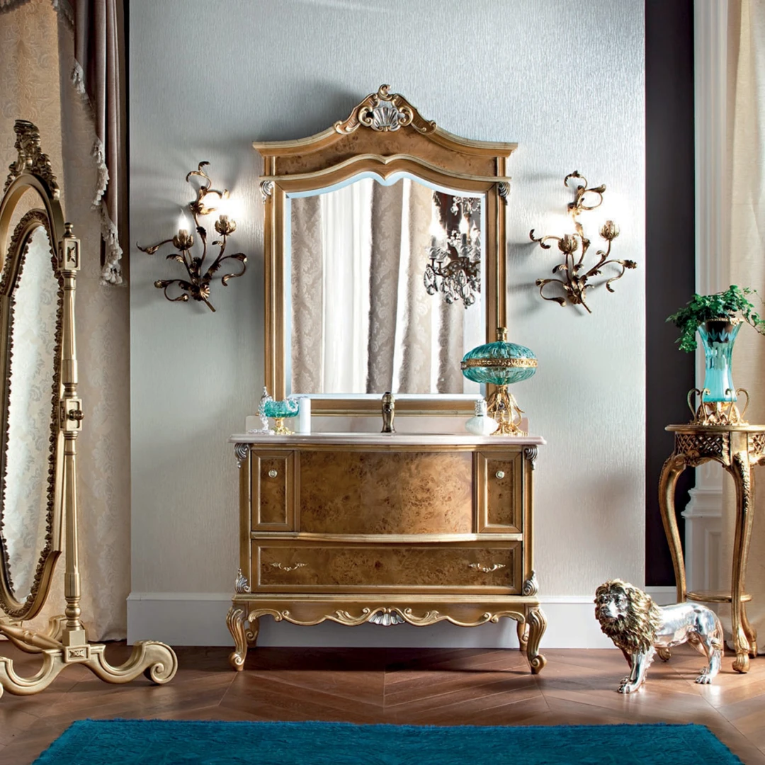 Organize your bathroom essentials with our stylish cabinets, offering ample storage, marble sink and elegant design to enhance your space.