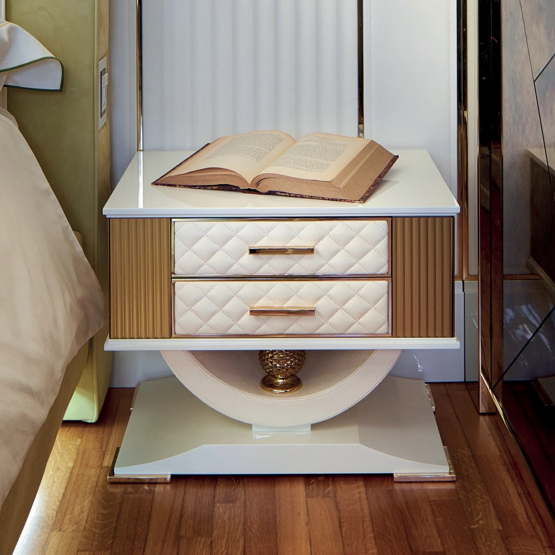 Our contemporary style night tables will stand out in the warm atmosphere of your royal bedroom like a magic couple of brillant diamonds.