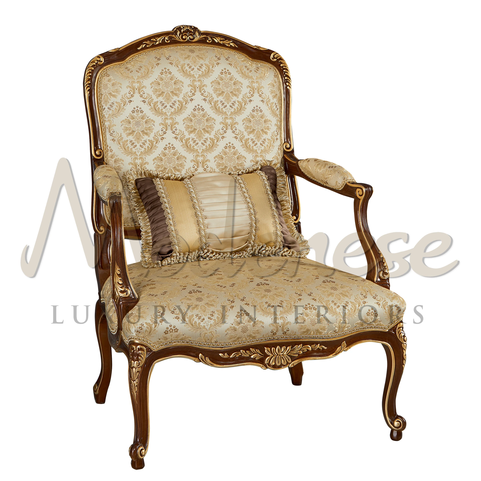 Timeless Chic Beige Classic Armchair by Modenese, upholstered in neutral fabric, perfect for versatile interior design styles.
