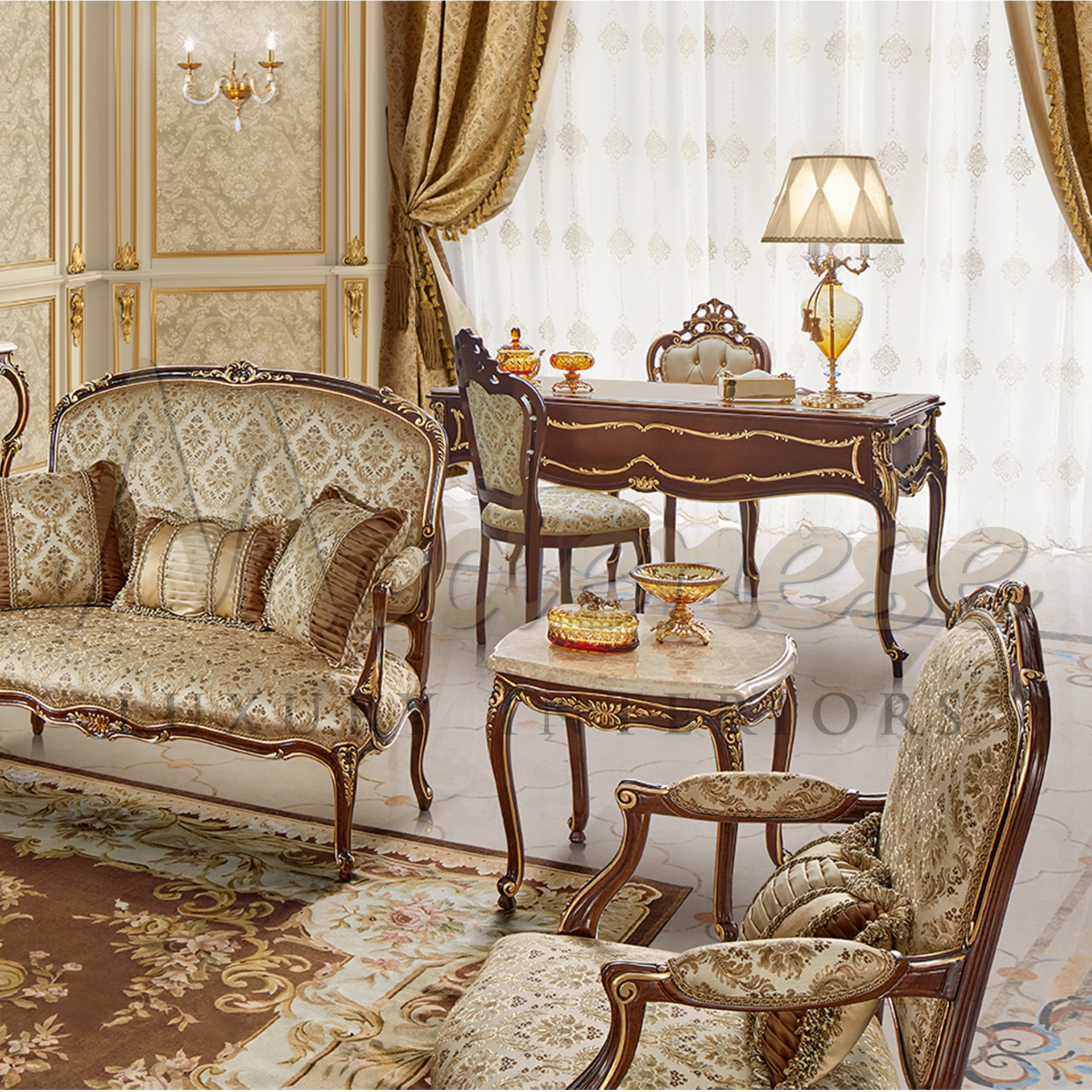 Luxury Chic Beige Classic Armchair with Italian design, blending baroque elements and modern versatility for refined interiors.
