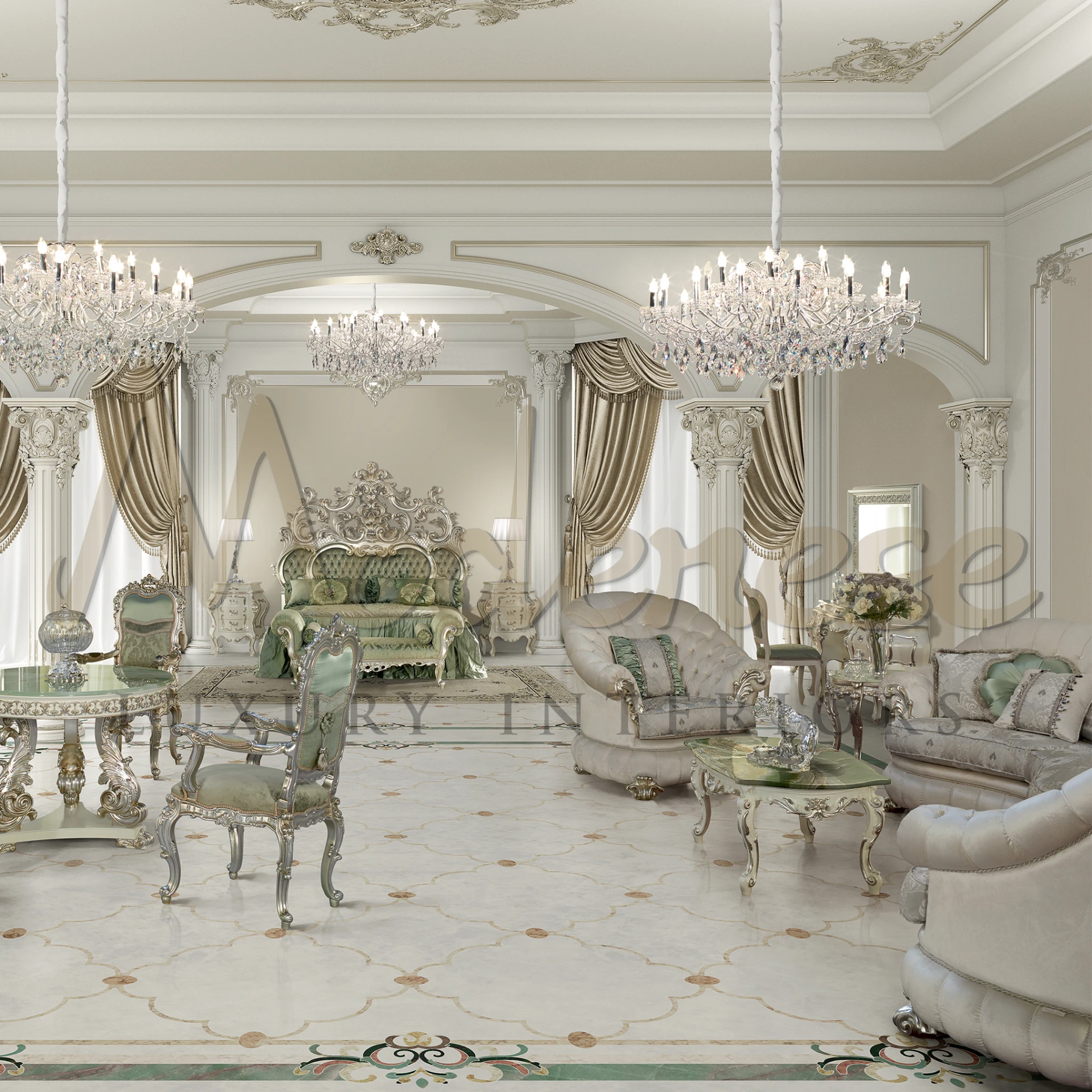 Classic Victorian Era Sofa, adorned with detailed fabric upholstery and ornate carvings, perfect for high-end villa interiors.
