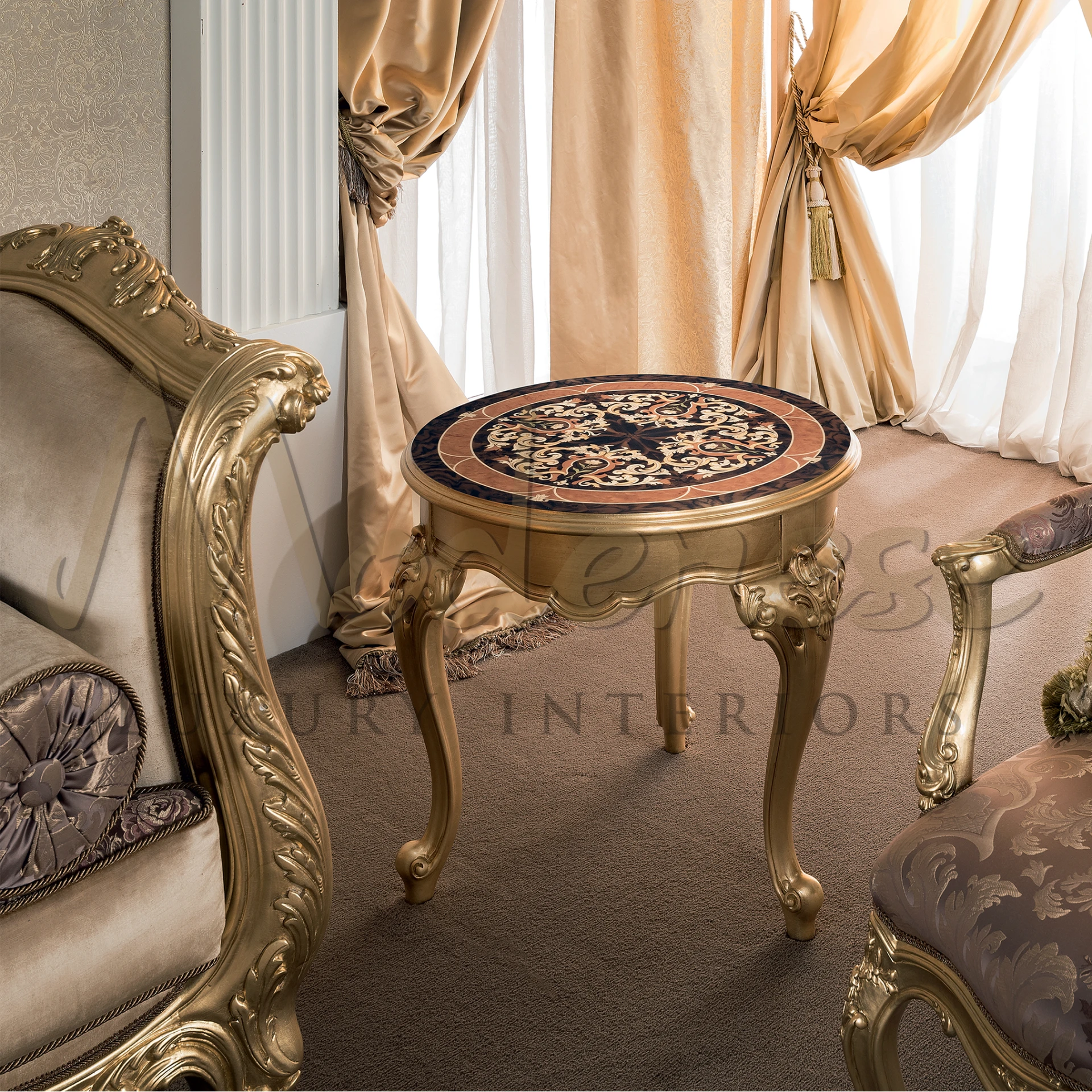 Luxurious beige fabric sofa, perfect for refined furniture settings, featuring solid wood and minimalistic design.