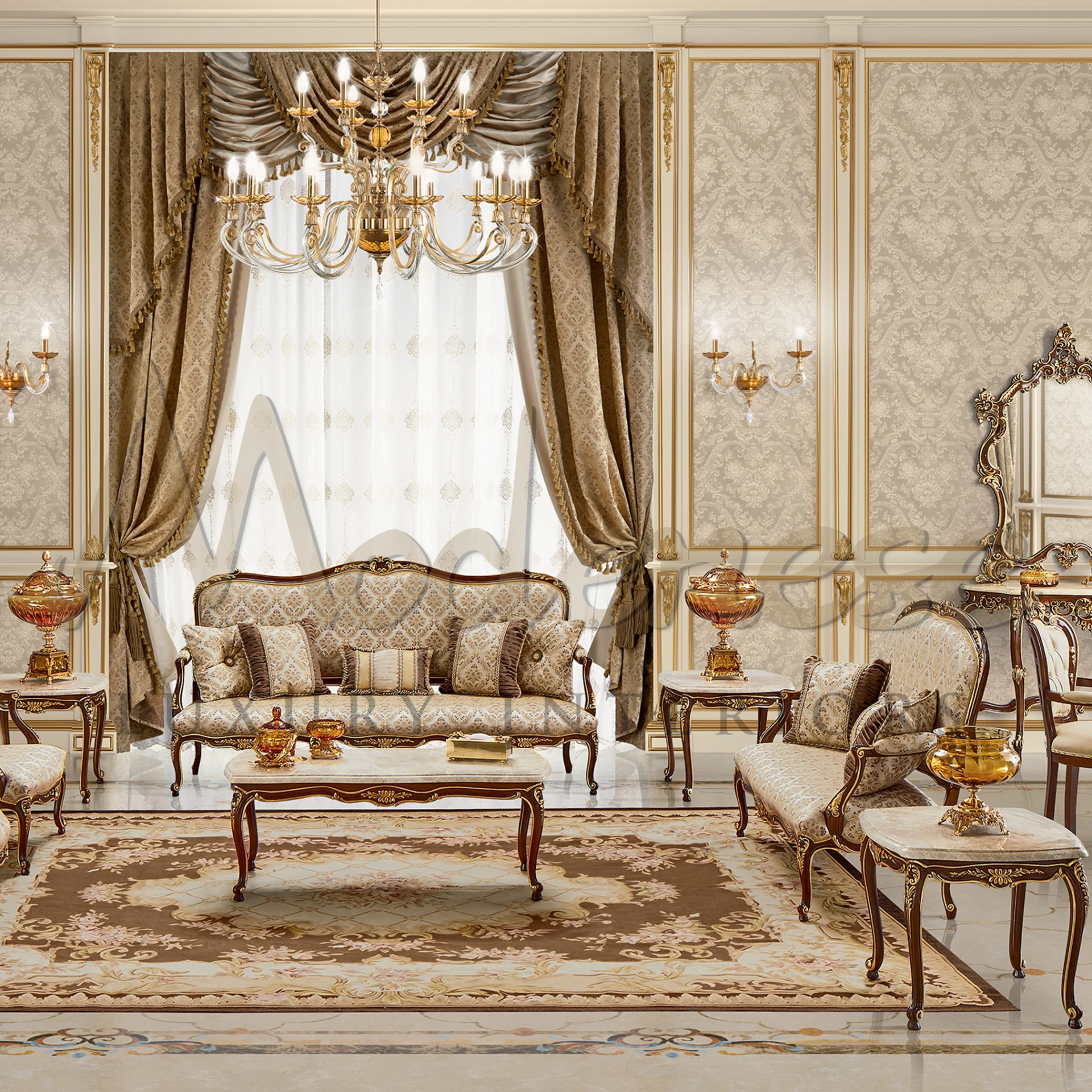 Luxury Classy Loveseat: High-quality linen upholstery, sophisticated Italian craftsmanship, ideal for refined furnishing.