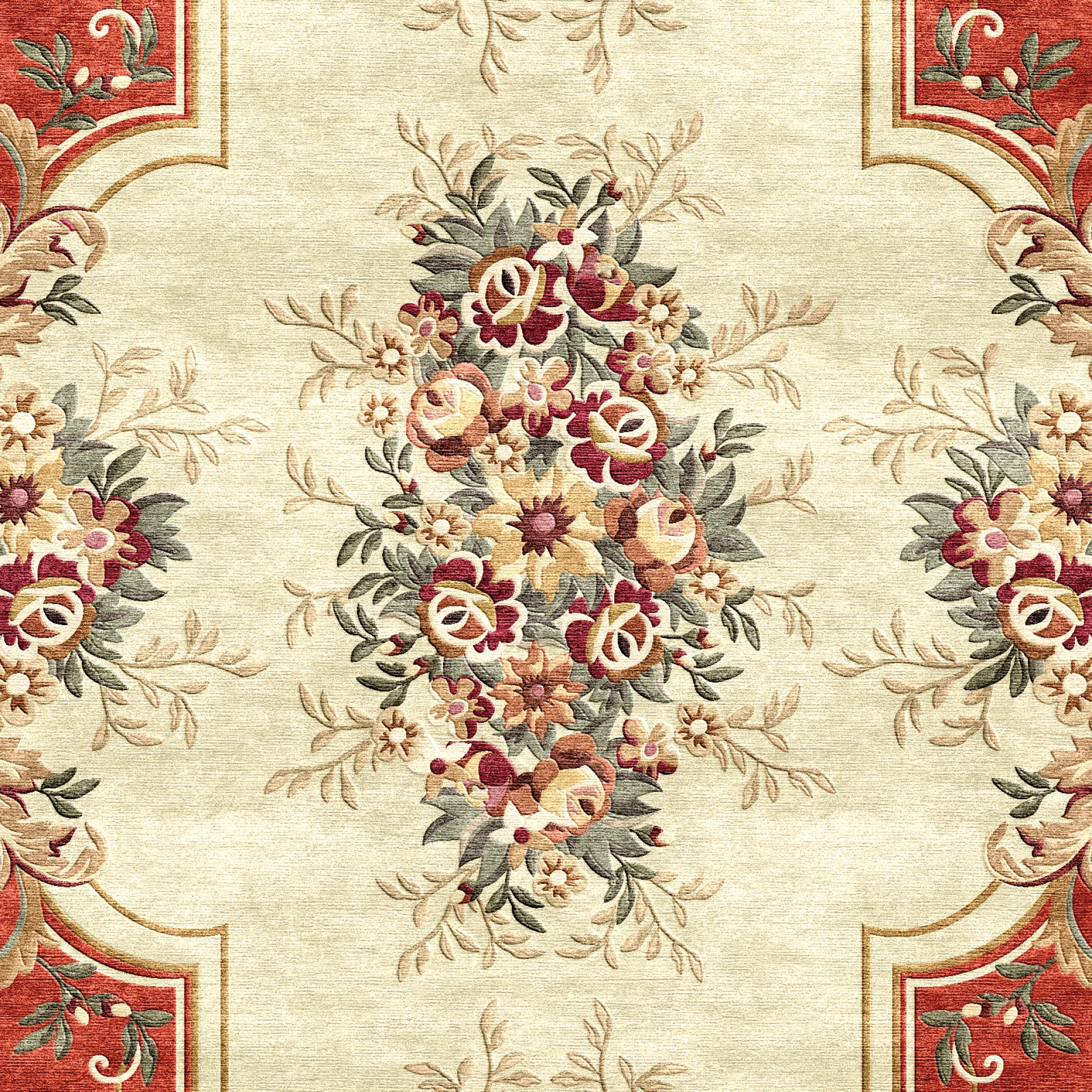 CLASSIC DÈCOR ACCESSORIES Red Floral Oval Rug