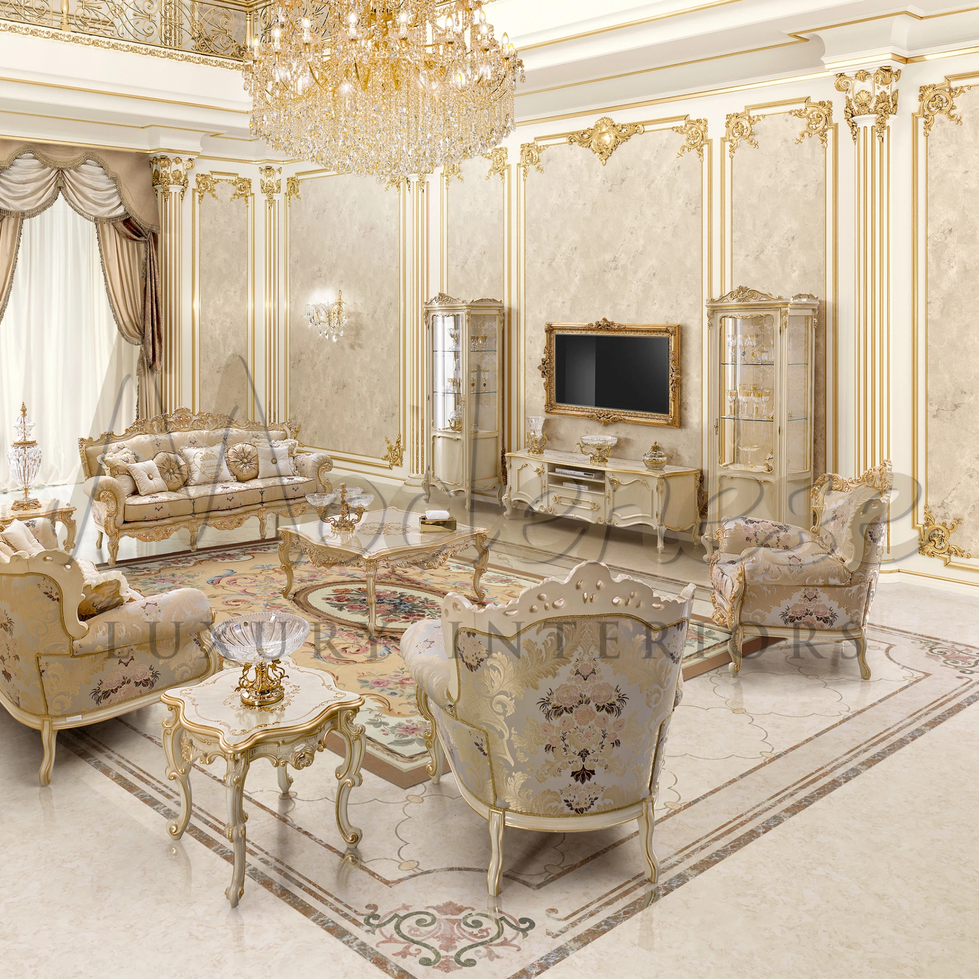 Optional decorative accents for Italian Victorian Style TV Stand, enhancing classic elegance.
