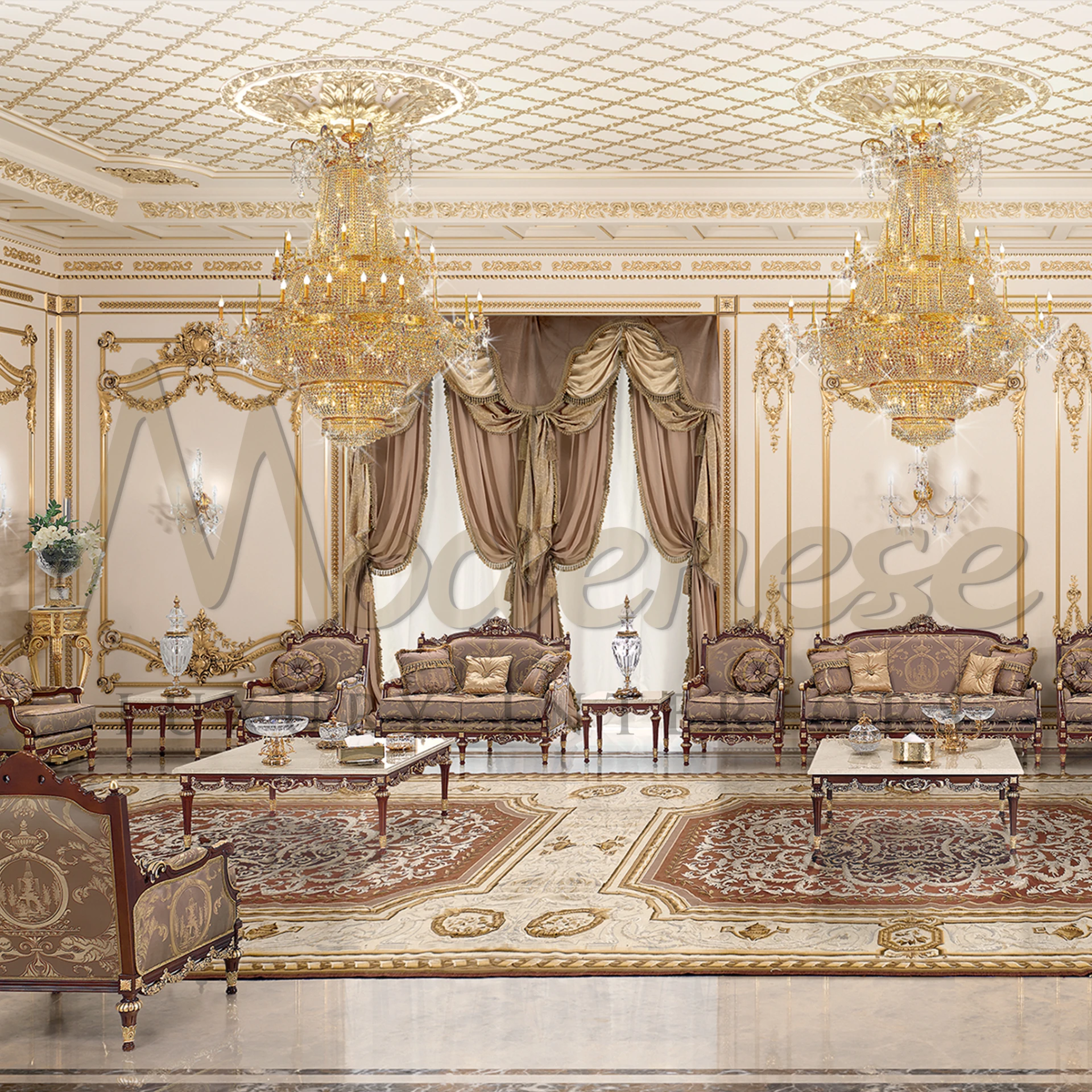 Baroque style coffee table, crafted with solid wood for timeless sophistication.