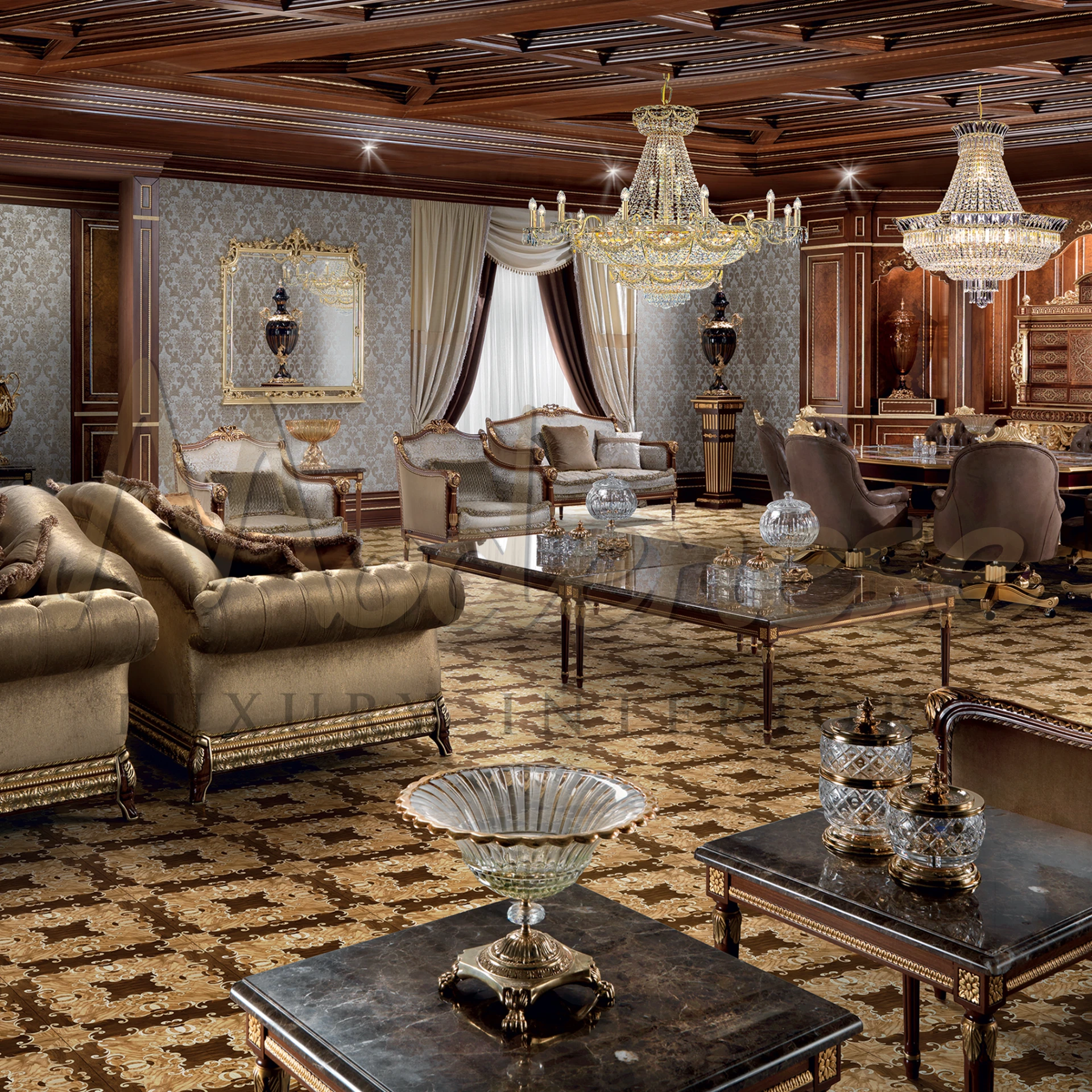 Classic marble top coffee table for upscale interiors