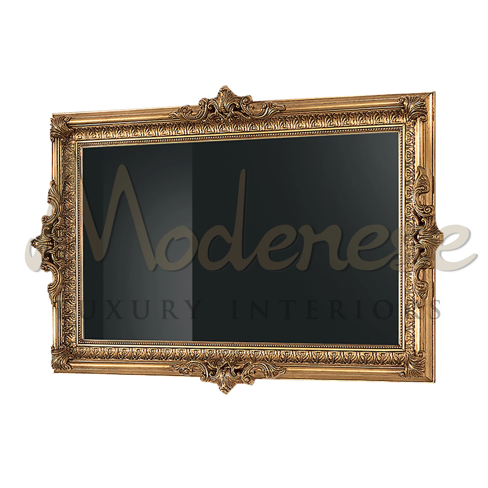 Luxurious Gold Leaf Carved Wall Unit TV Frame, enhancing living rooms with venetian style and classic furniture elegance.