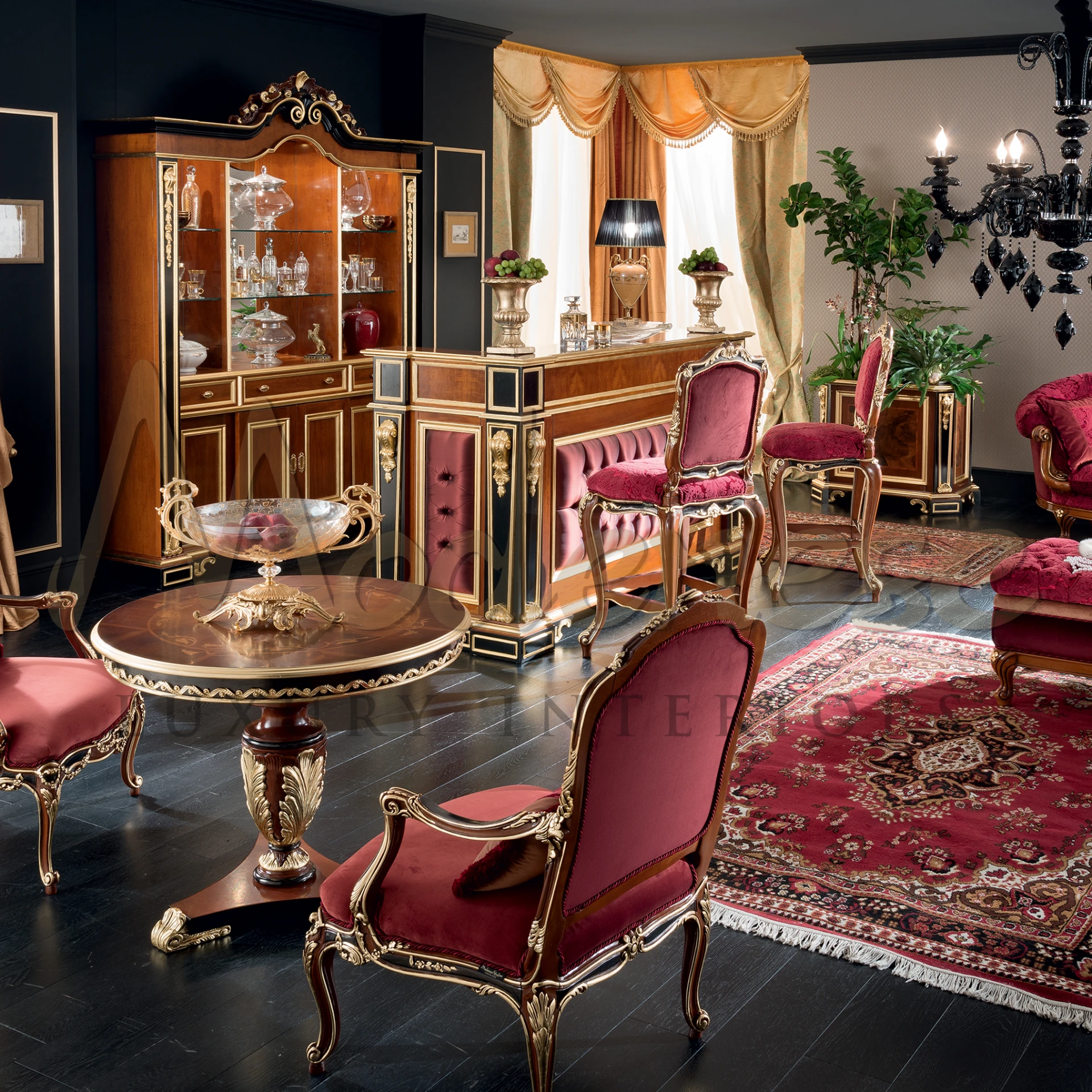  Luxurious Traditional Solid Wood Central Table, a masterpiece of Italian design with exquisite inlay decoration for classic interiors.