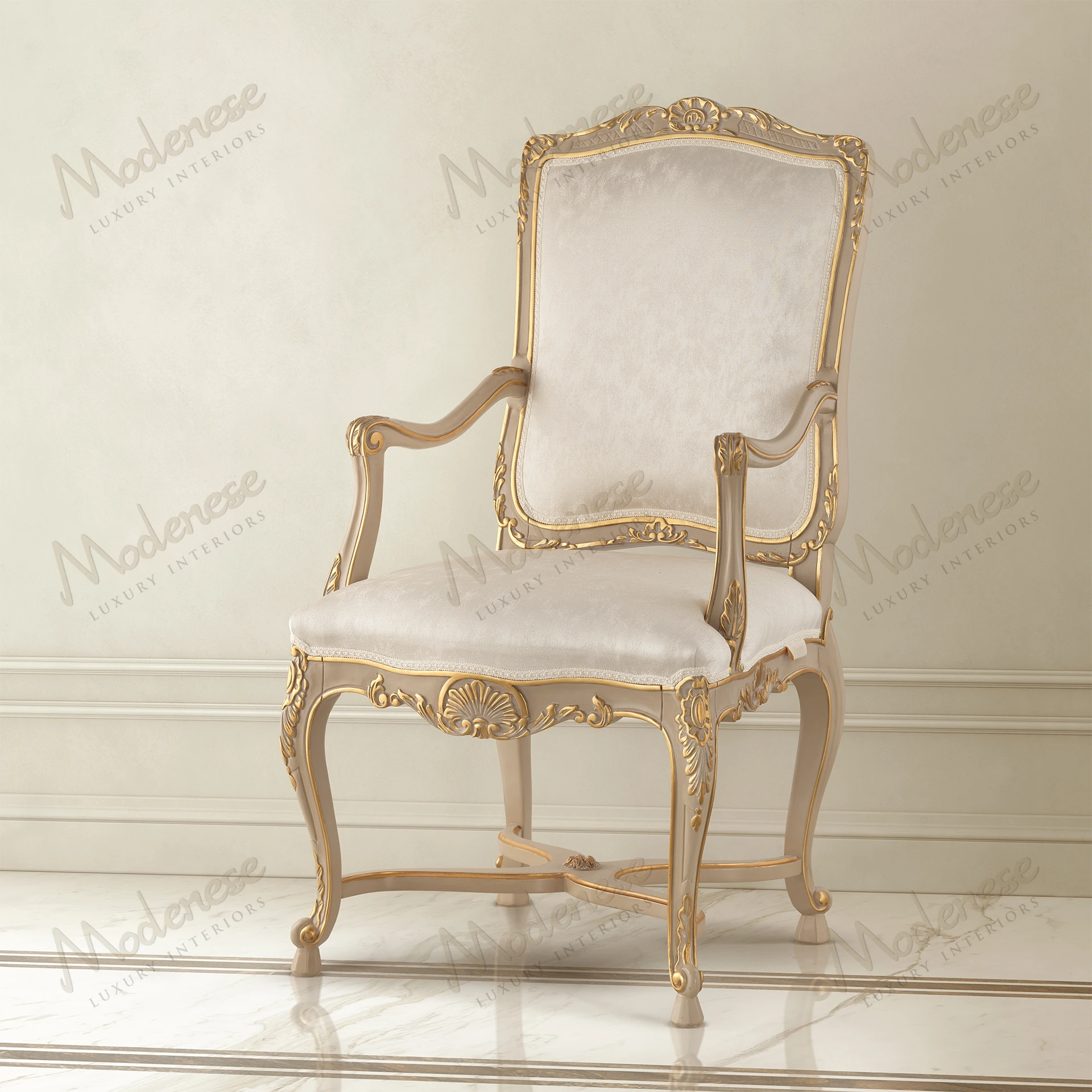 Harmony Chair with Armrests in light grey fabric, featuring a cozy texture. Stylish and comfortable seating option for any room