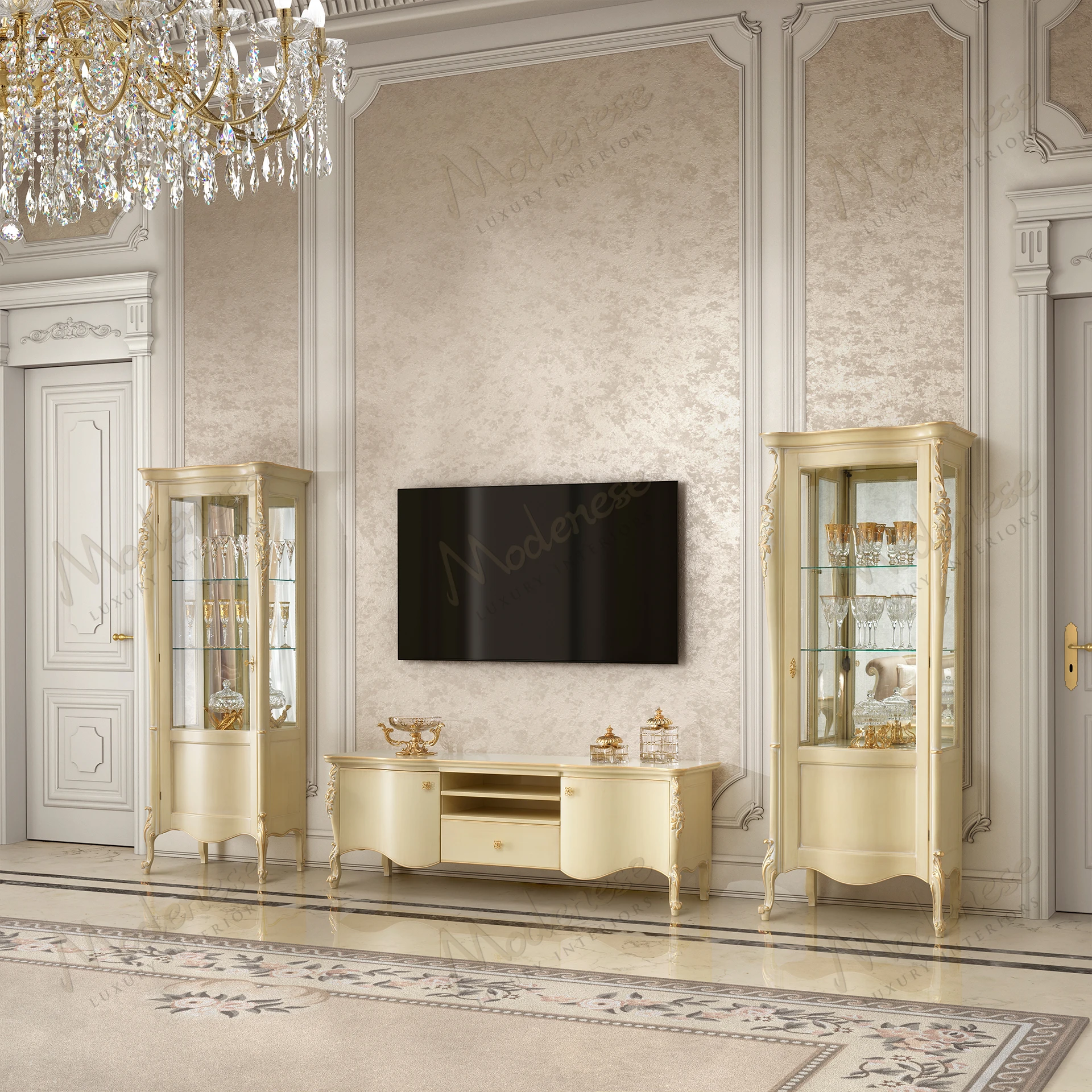 Timeless Serenity Cabinet with left opening, featuring a cozy texture and no fabric. Ideal for accessible, stylish storage