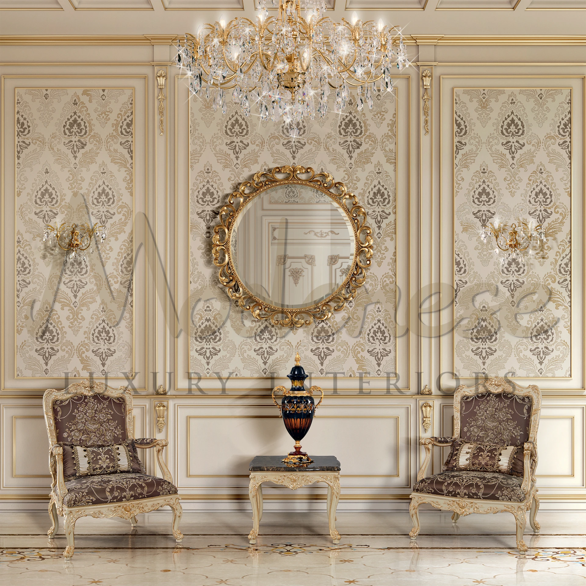 Elegant ivory lacquered Emperador Side Table, featuring empire-style solid wood and Venetian design for sophisticated interiors.