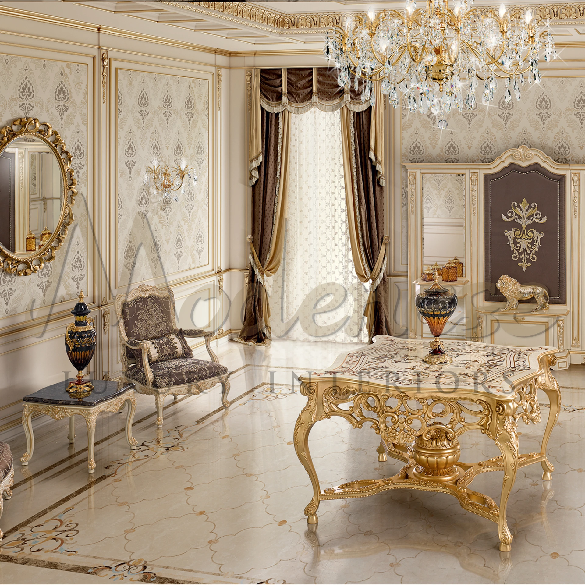 Sophisticated Emperador Classy Side Table, blending baroque style with luxury interior design, perfect for classic collections.