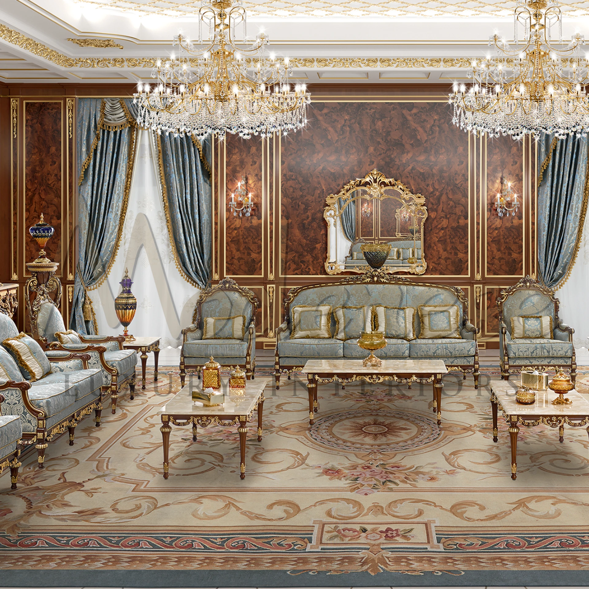 Classic Baroque Honey Onyx Side Table, embodying Italian made furniture elegance with a luxurious marble top surface.