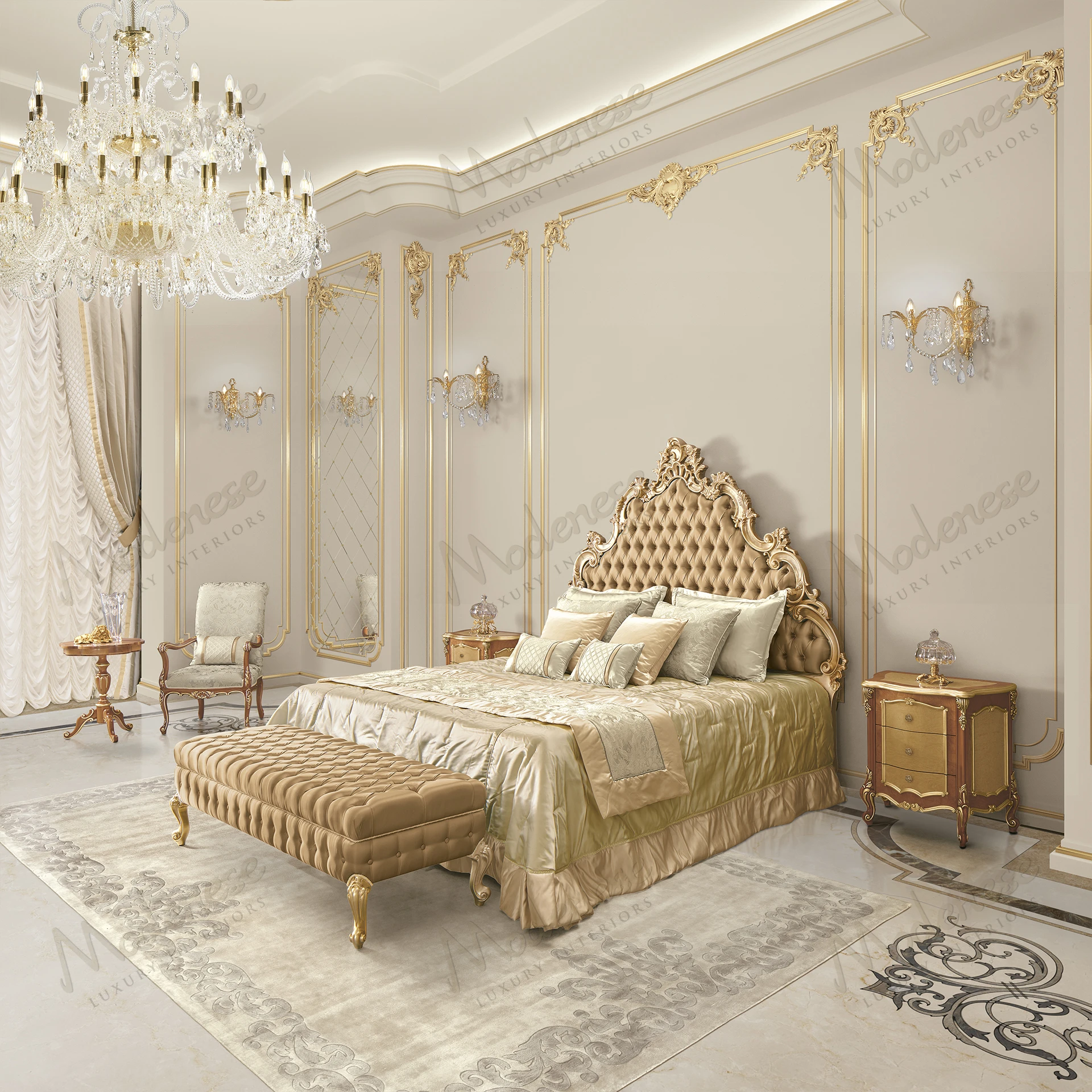 Elegant Royal Blend Bed upholstered in soft Champagne satin, featuring a cozy texture for a luxurious and comfortable sleep experience