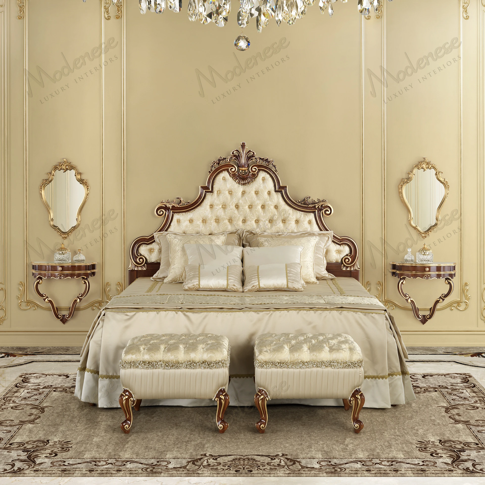 Ivory Luxury Glow Double Bed with capitonné buttons and cozy upholstery, offering a sophisticated and comfortable design..