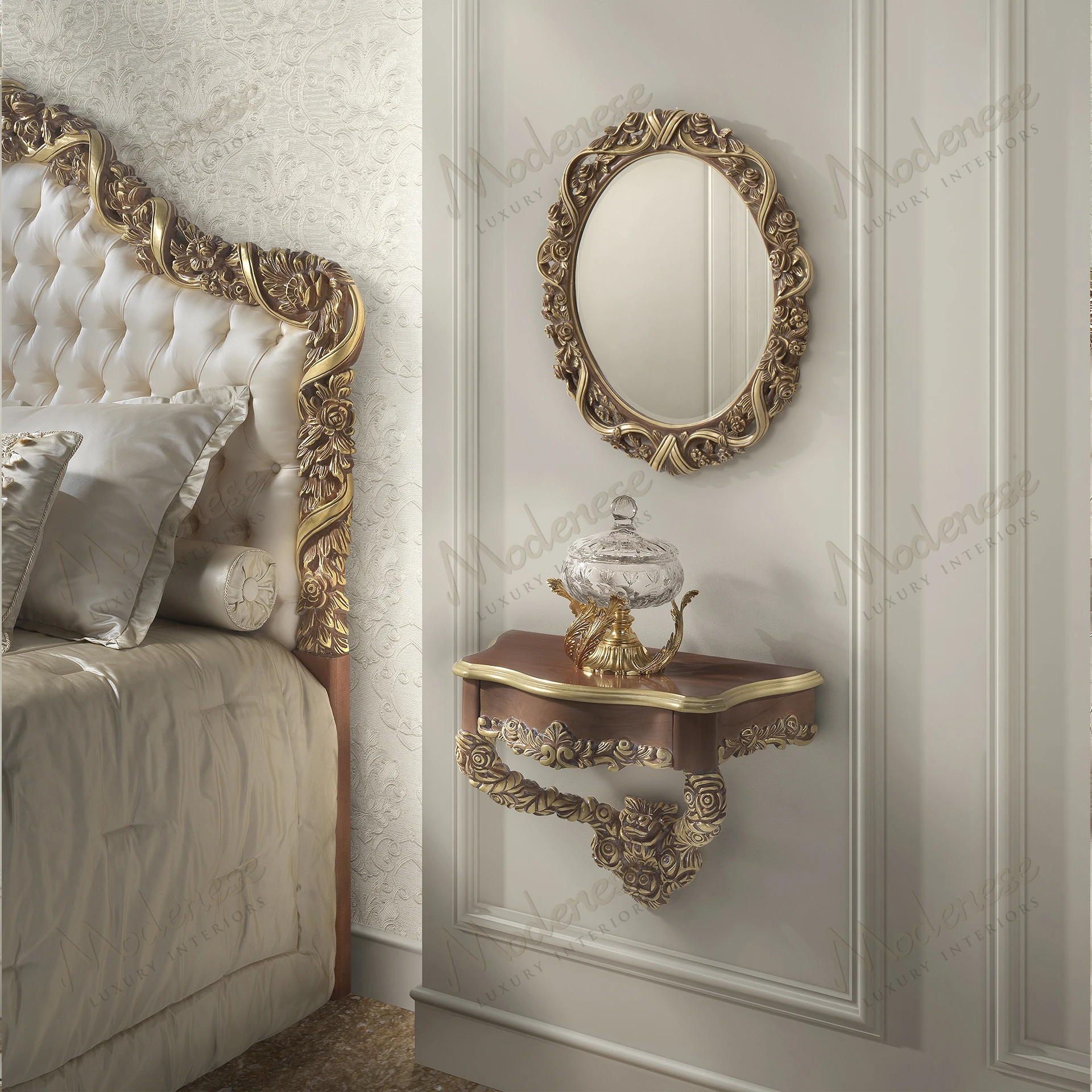 Golden Ribbon Night Table with a cozy, textured surface, without fabric. Sturdy and elegant design enhances bedroom ambiance. Ideal for accessible, stylish decor