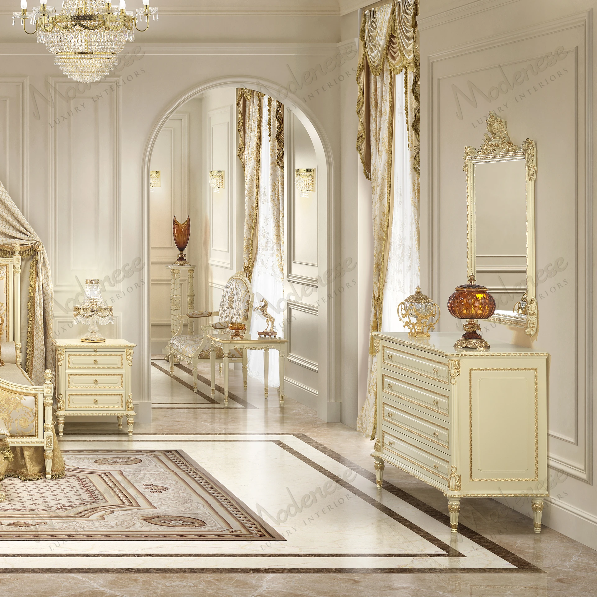 Golden Radiance Chest of Drawers, wooden structure, sleek wooden top, contemporary design, no fabric, elegant and modern appearance