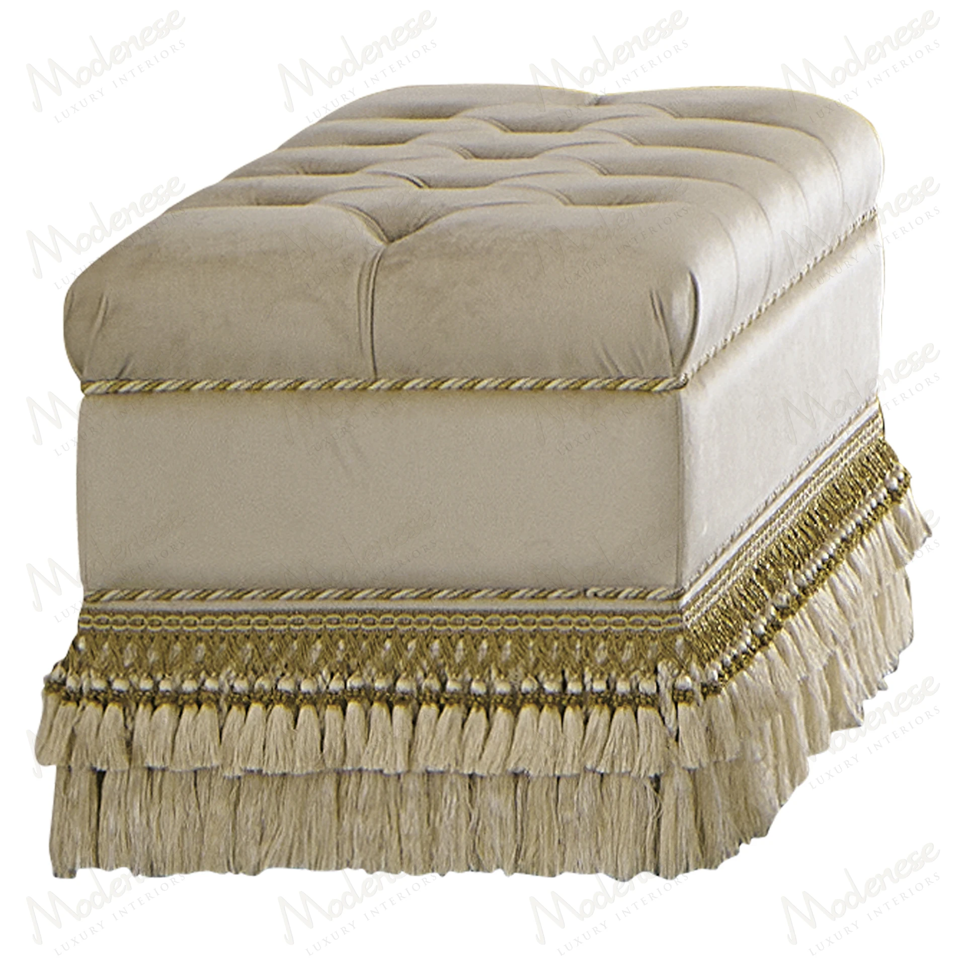 Rectangular pouf with elegant design, standard finish. Features a royal blend pattern, suitable for stylish living spaces. Perfect for seating or footrest