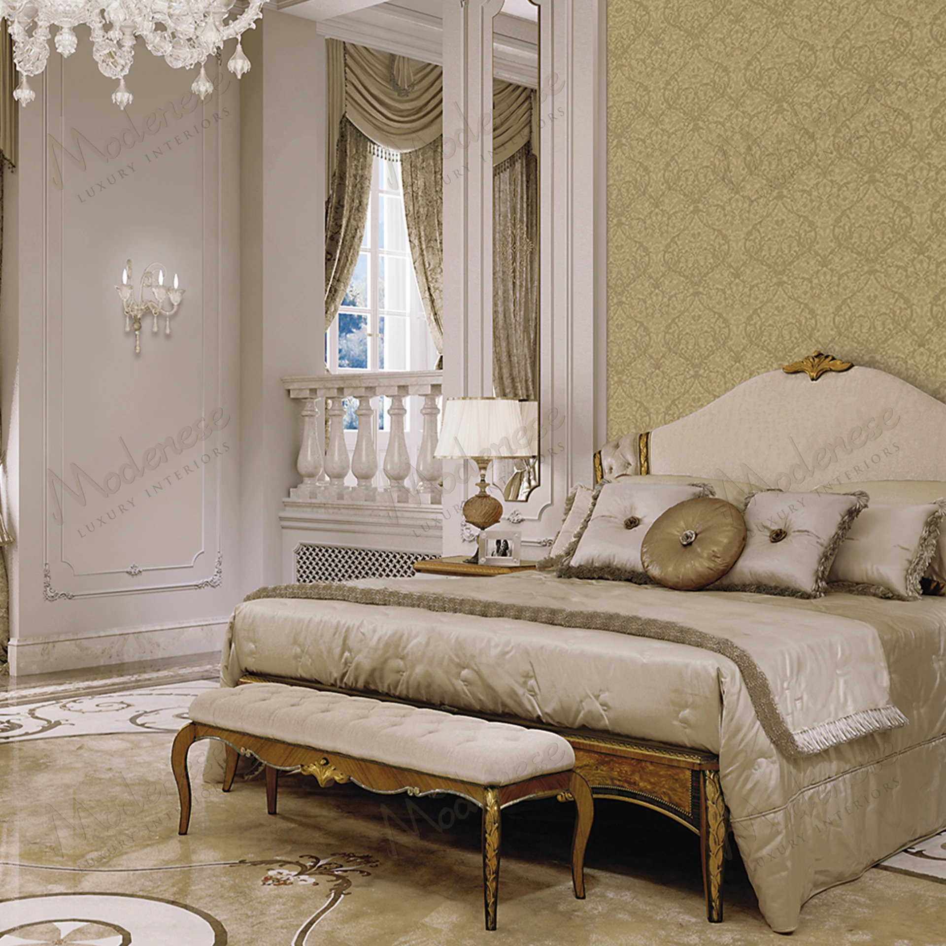 Ivory Heritage Harmony Bed Bench with capitonné buttons and cozy texture, perfect for bedroom elegance and comfort..