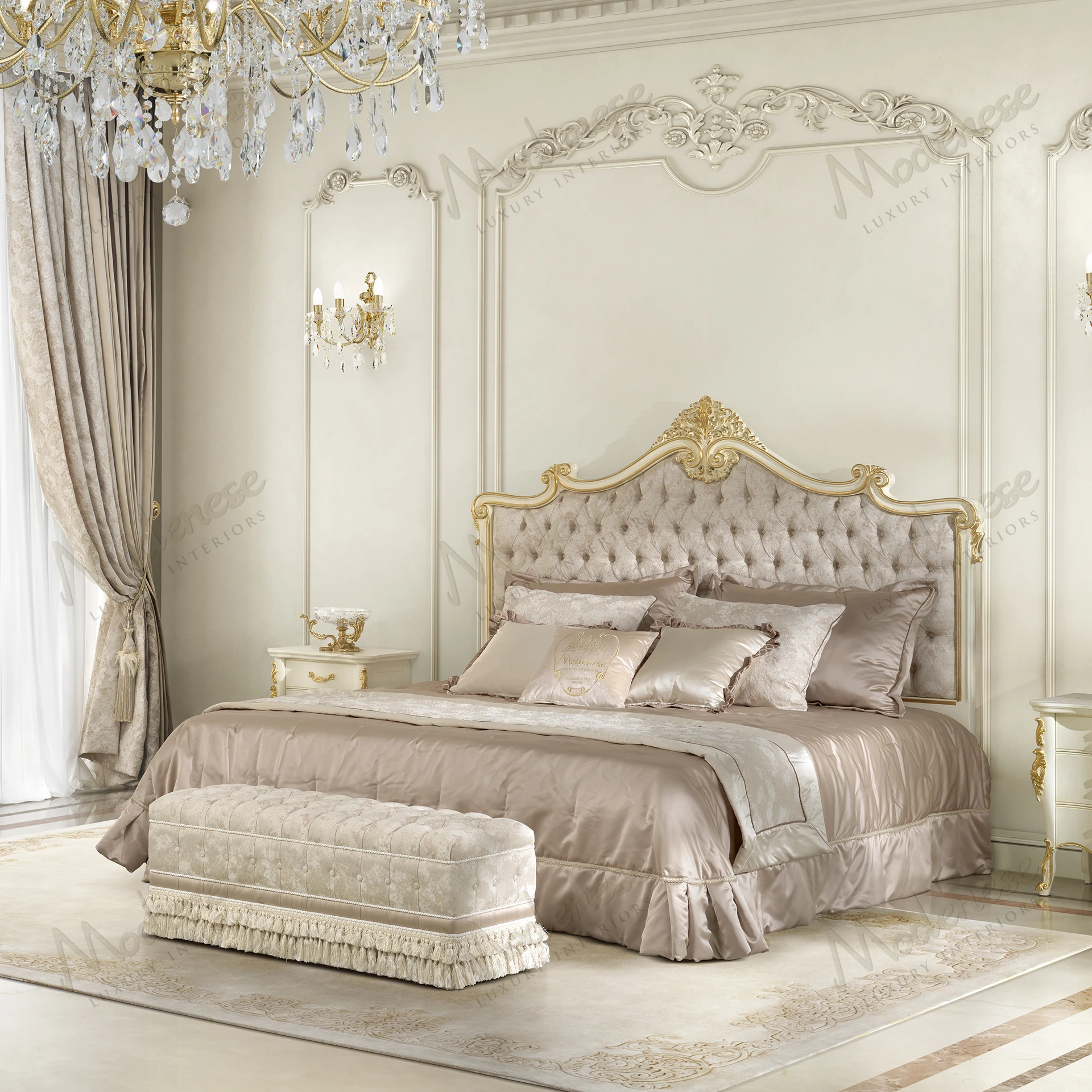 Sleek wood and fabric bed bench with subtle finish tones, offering a delicate and modern aesthetic