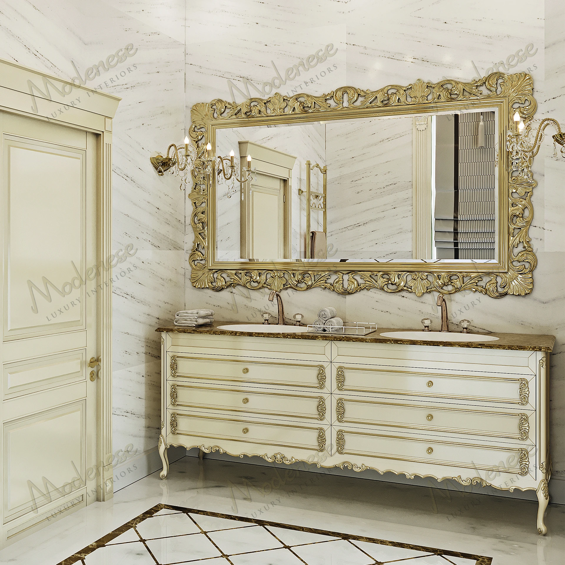 Ivory lacquered product with gold leaf details, embodying an elegant style. Perfectly aligns with Harvard accessibility standards for a luxurious touch..