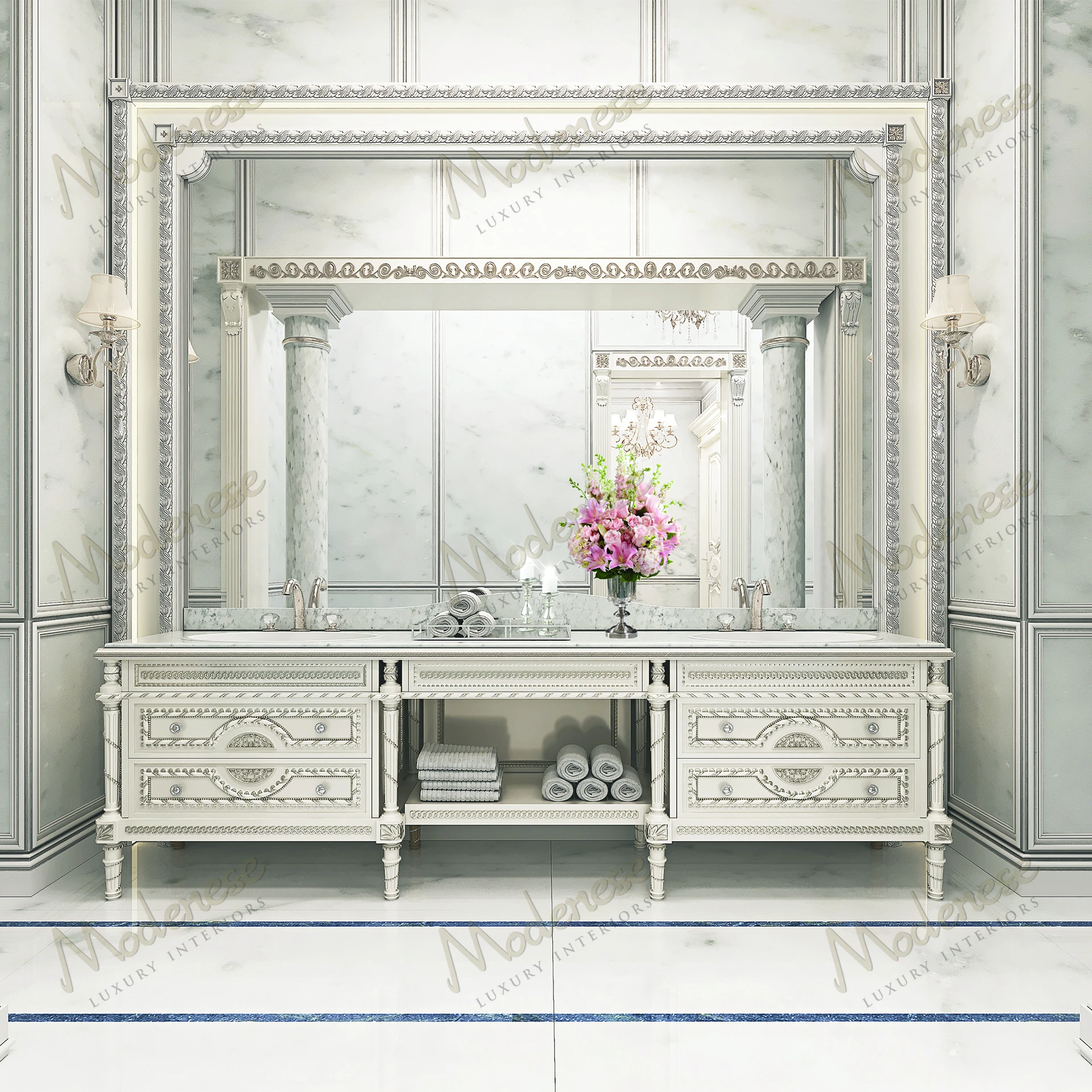 Contemporary table with wooden structure and marble top, no fabric elements. Sleek design ideal for modern interiors..