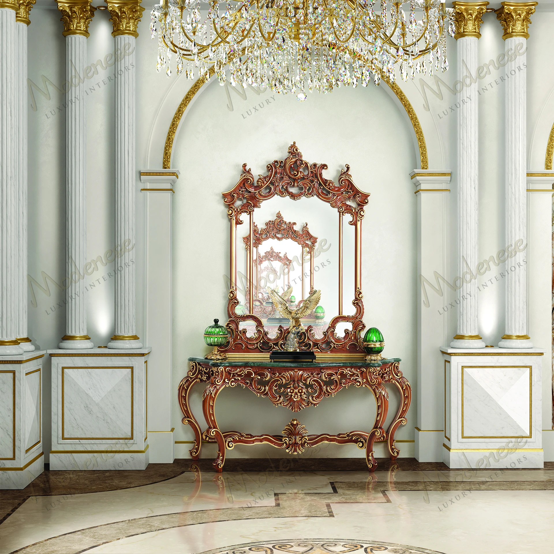 Walnut mirror with a Royal Blend frame, no fabric, featuring a cozy, textured surface for a warm, elegant look