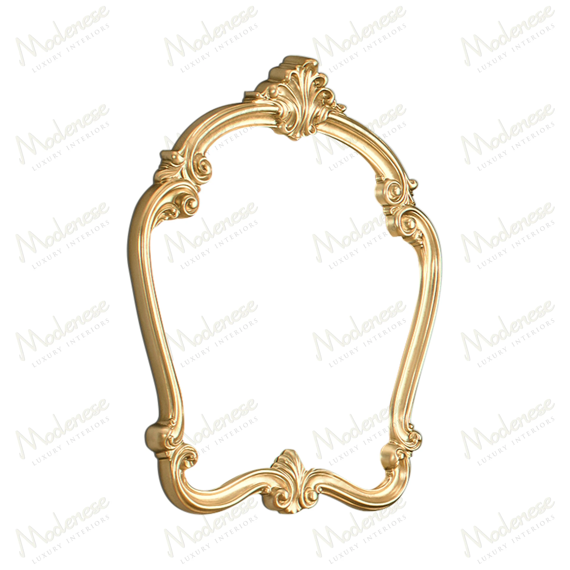 A luxurious Royal Blend Baroque Mirror featuring a full gold leaf finish with intricate detailing and elegant styling
