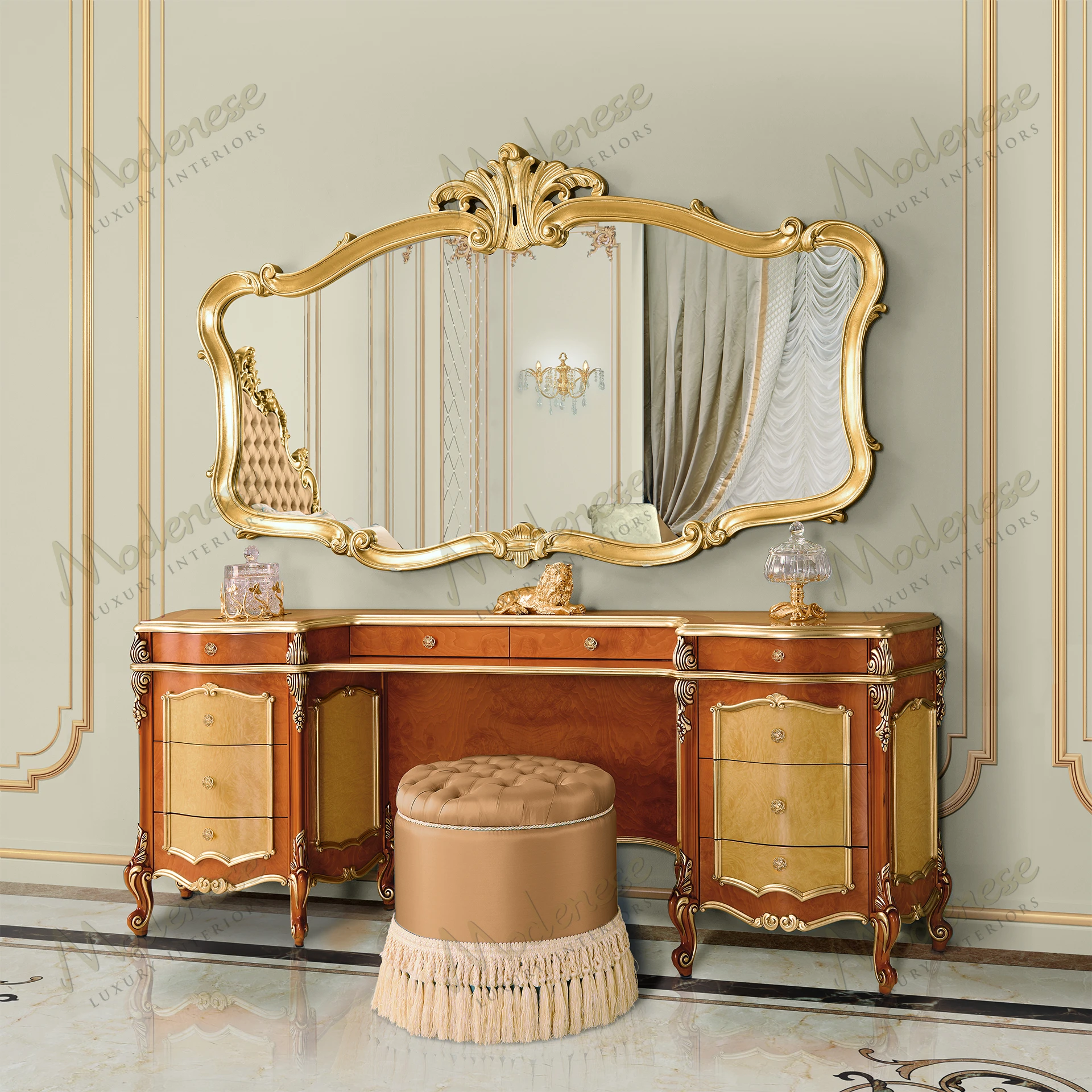 Reflective Royal Blend Wall Mirror with a textured, fabric-free frame, providing a cozy and elegant touch to any room