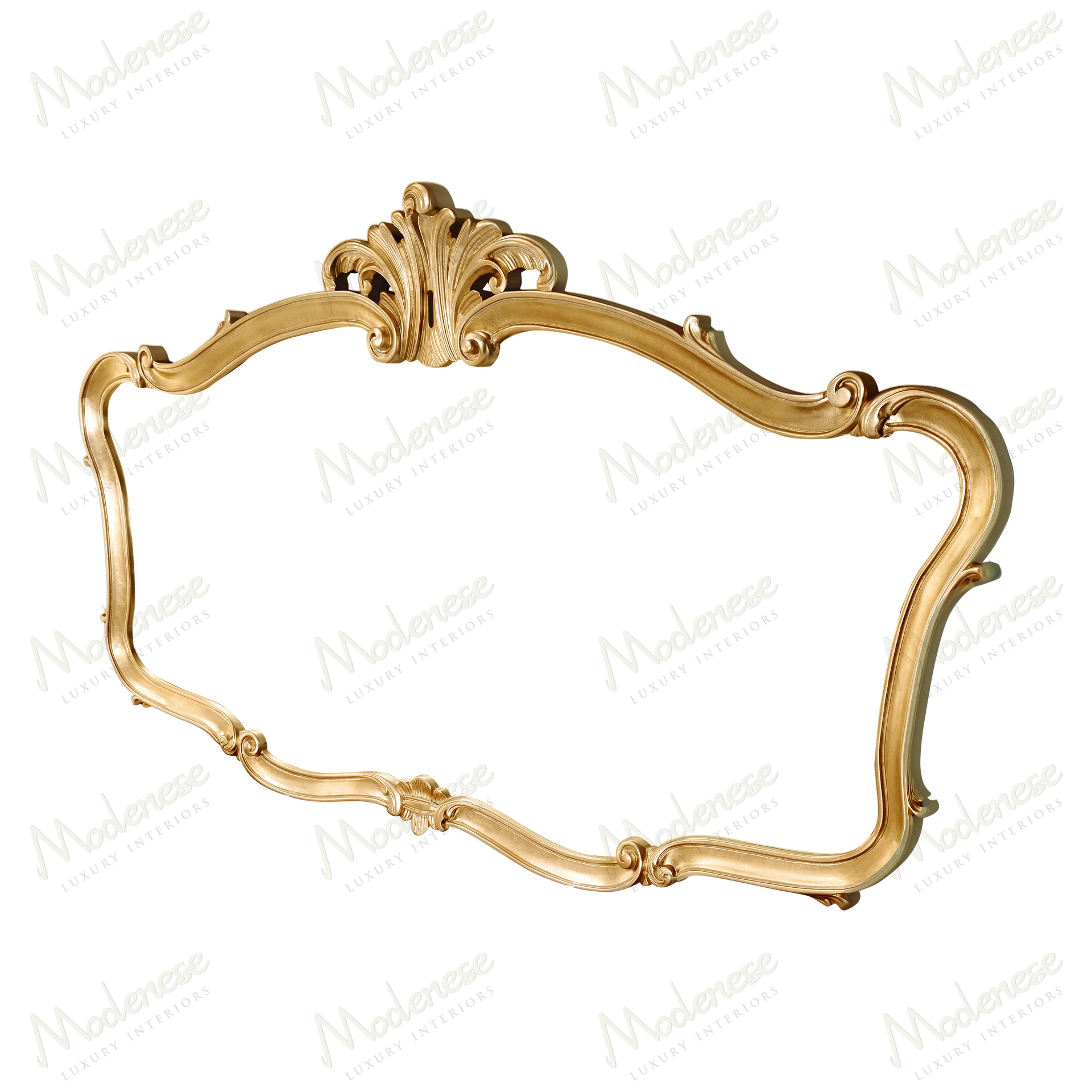 Elegant Royal Blend Wall Mirror with full gold leaf finish, featuring intricate details and a classic design Suitable for sophisticated interiors