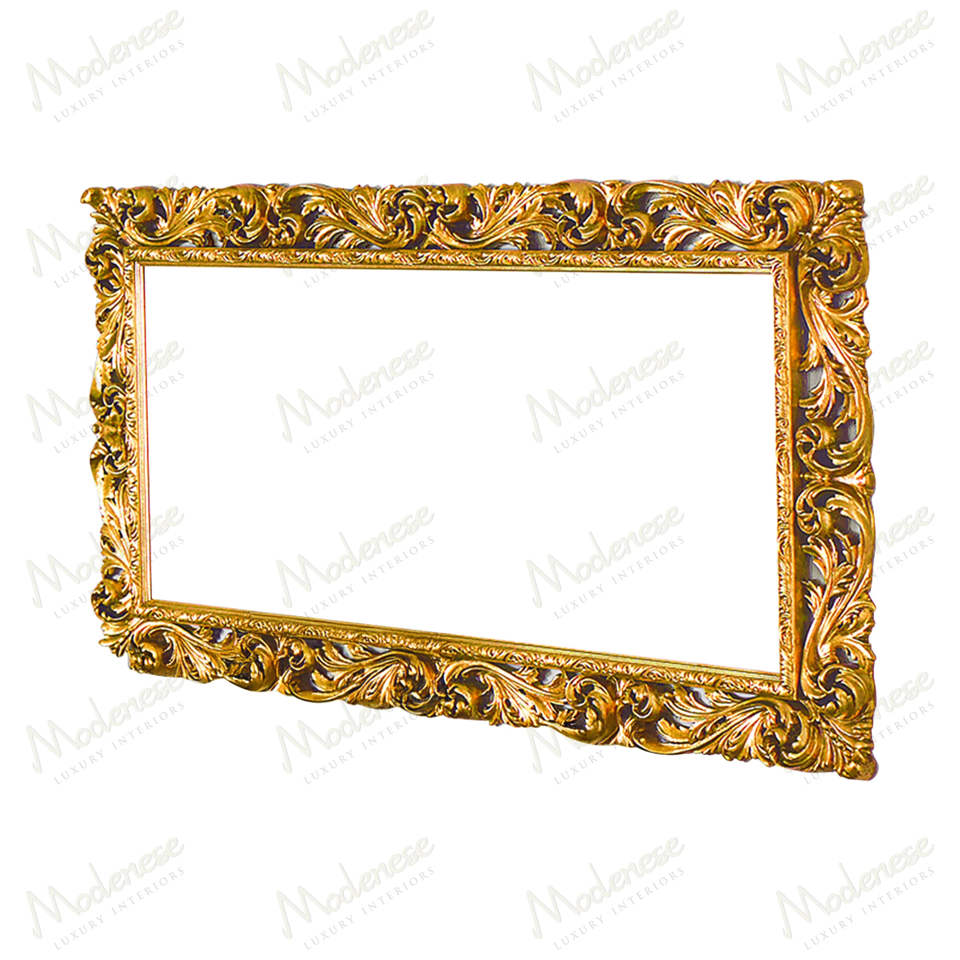 Elegant Carved Symmetry Mirror with full gold leaf finish, showcasing intricate details and a luxurious appearance. Perfect for enhancing classic or modern interiors..