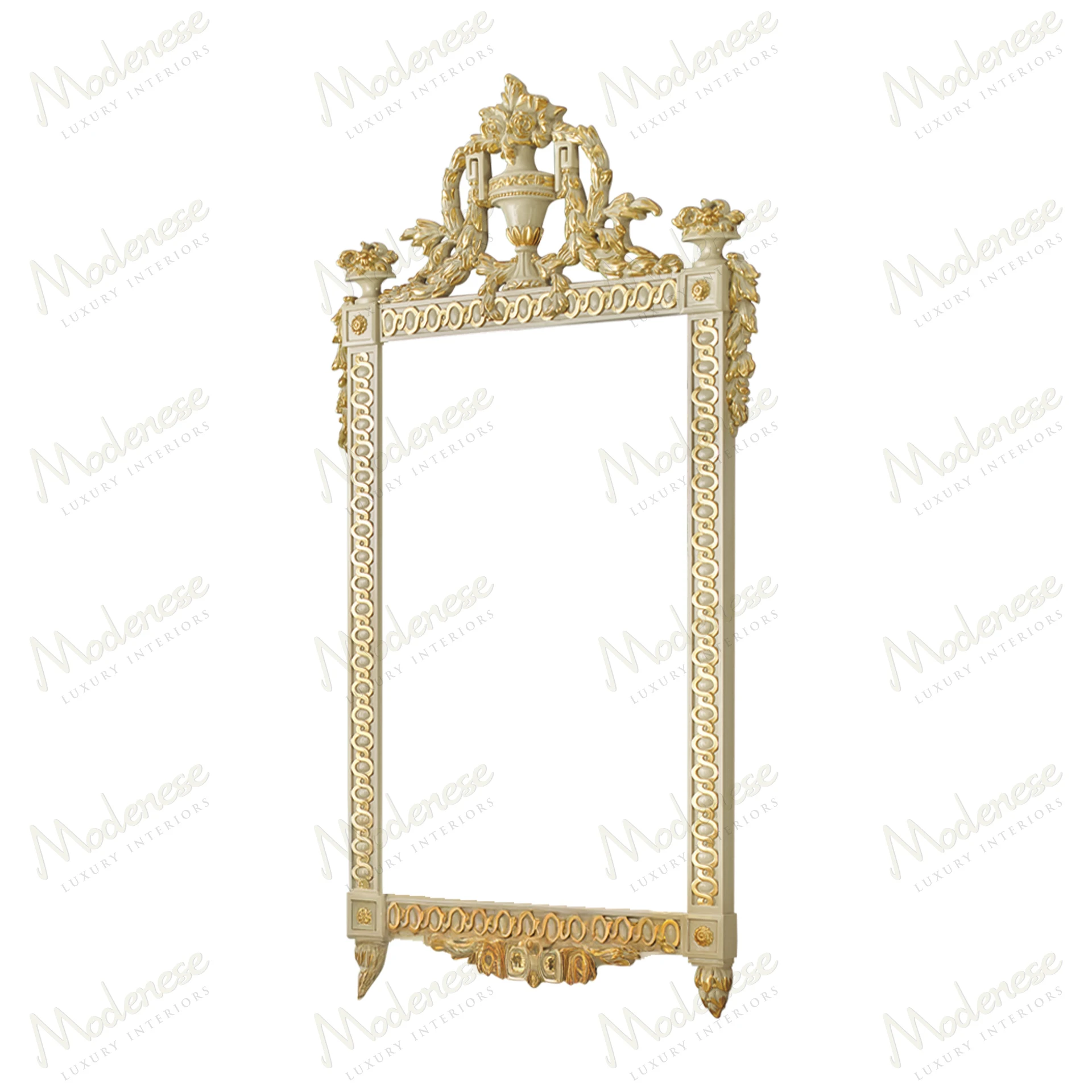 Ornate Imperial Majesty Mirror with cozy texture, reflecting light beautifully No fabric upholstery, elegant design enhances any space