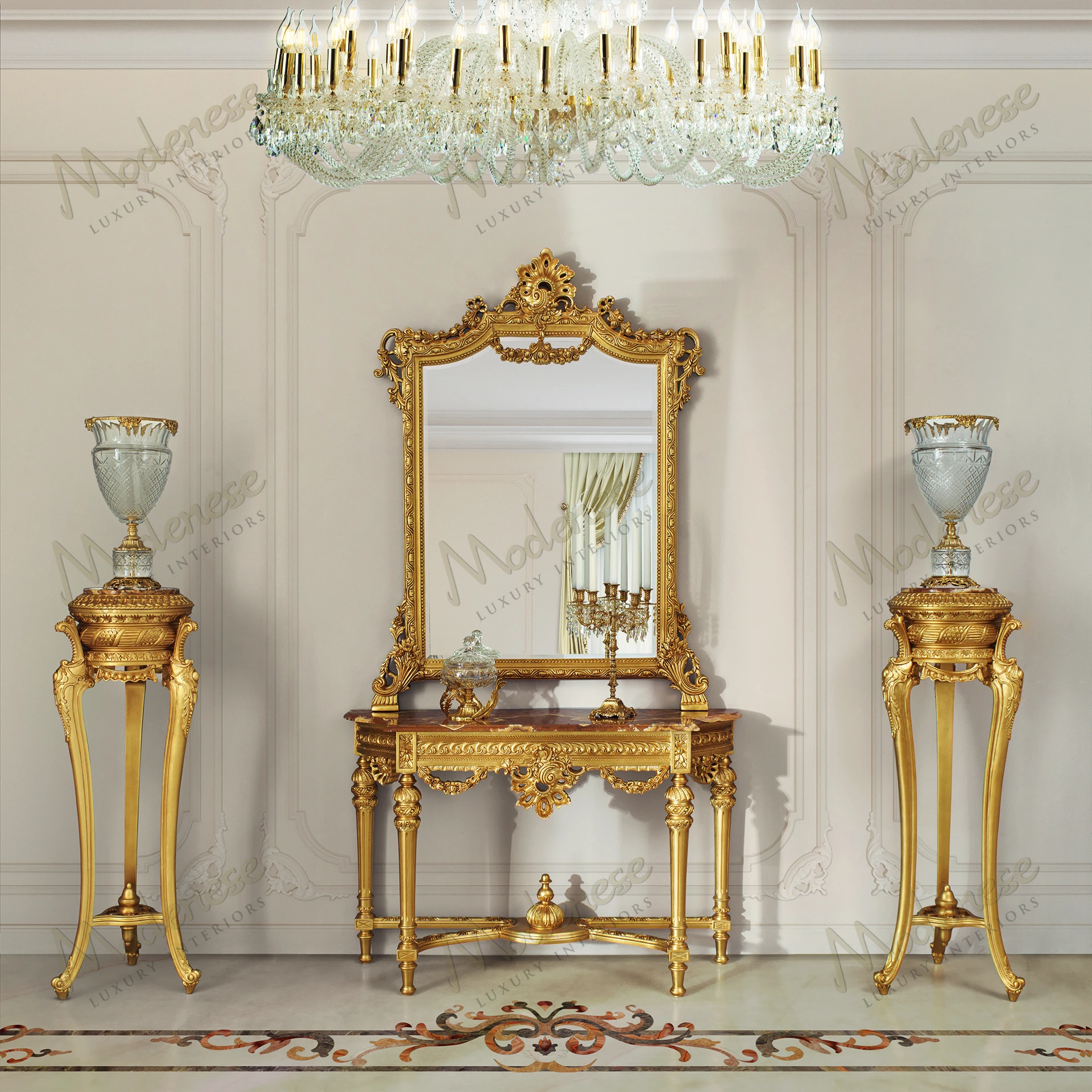 Elegant Elite Shaped Mirror with a full gold leaf finish, reflecting light beautifully Oval design adds sophistication to any room Perfect for stylish interiors