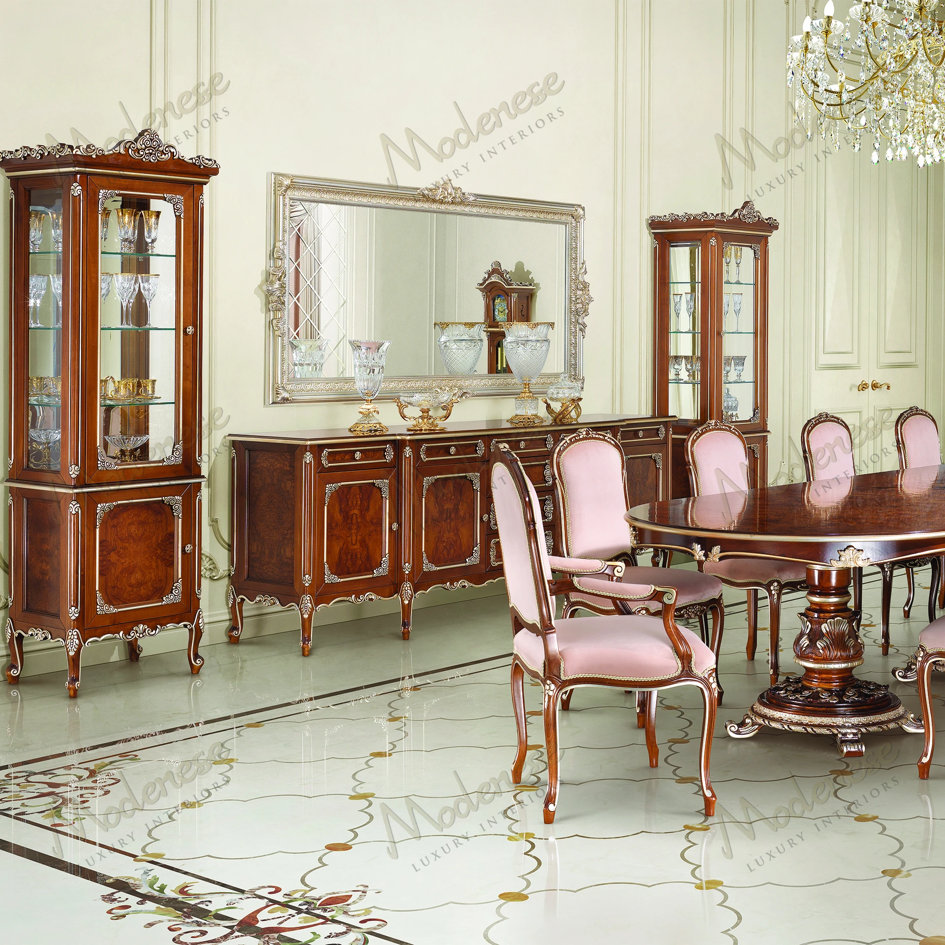 Elegant Noble Etiquette Mirror with a full silver leaf finish, no fabric, offering a luxurious touch Simple and sophisticated design