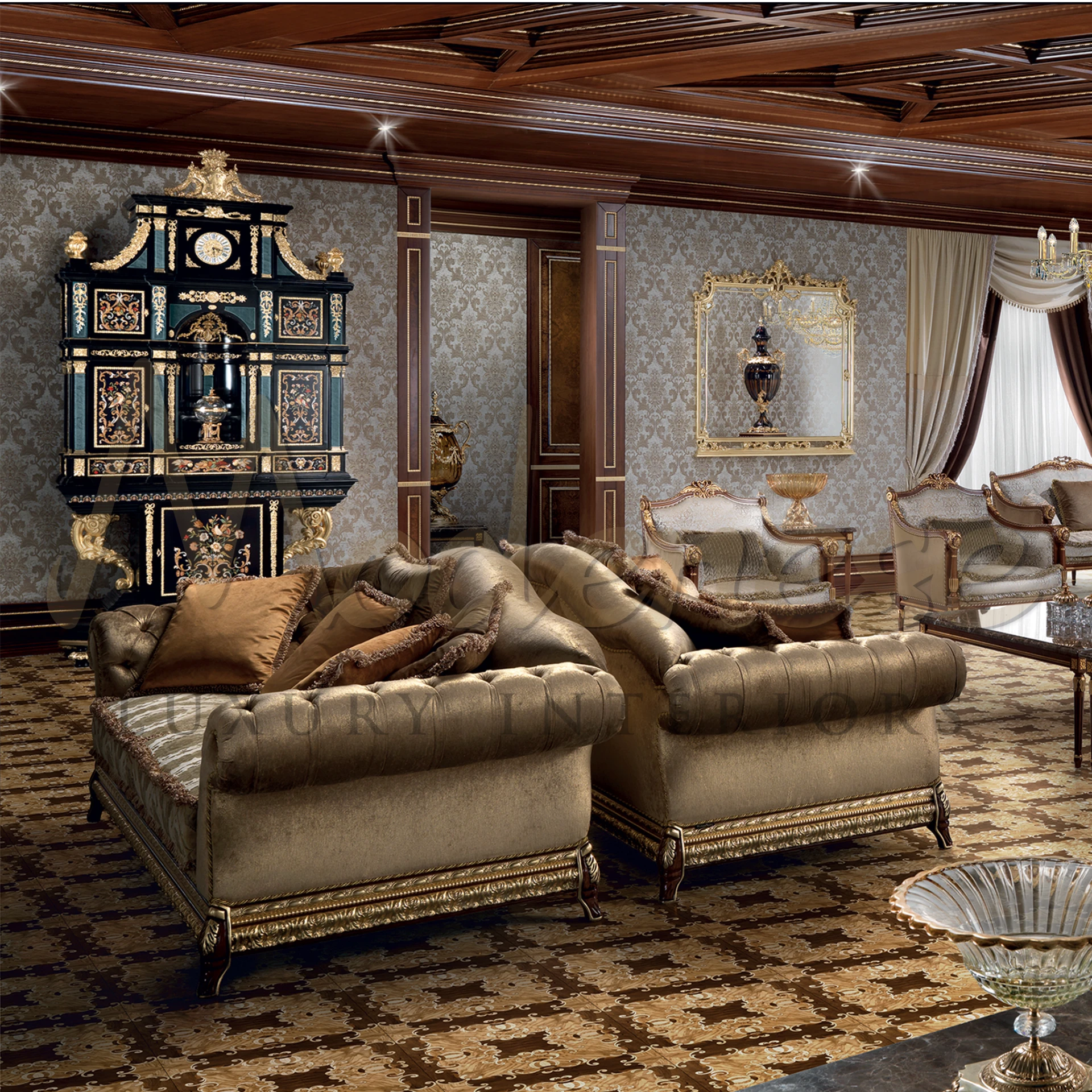 Dark wooden sideboard, perfect for enhancing living room elegance with classic design and ample storage.