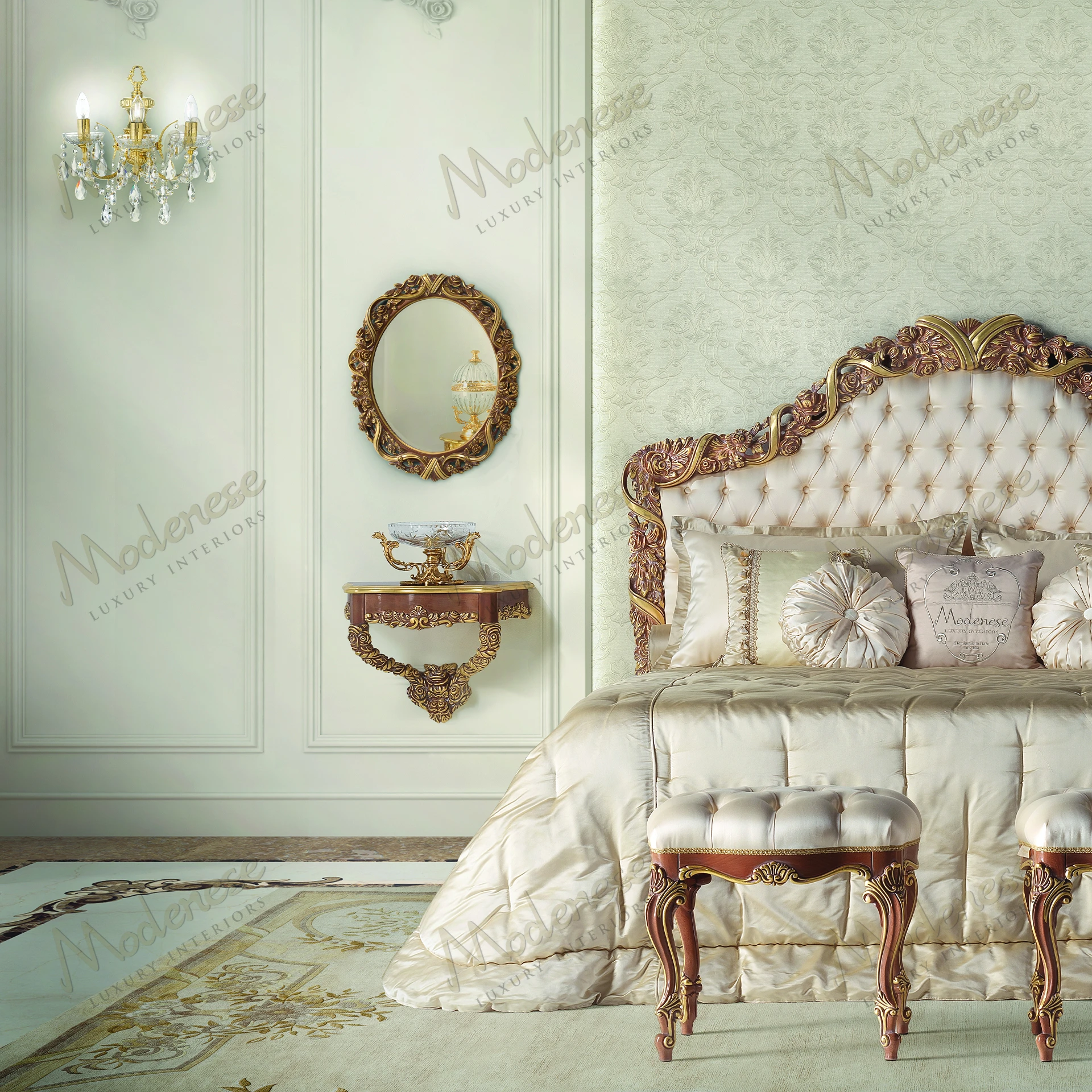 Golden Ribbon Mirror with a cozy, textured frame, no fabric Reflective surface adds elegance to any room Accessible design following Harvard guidelines