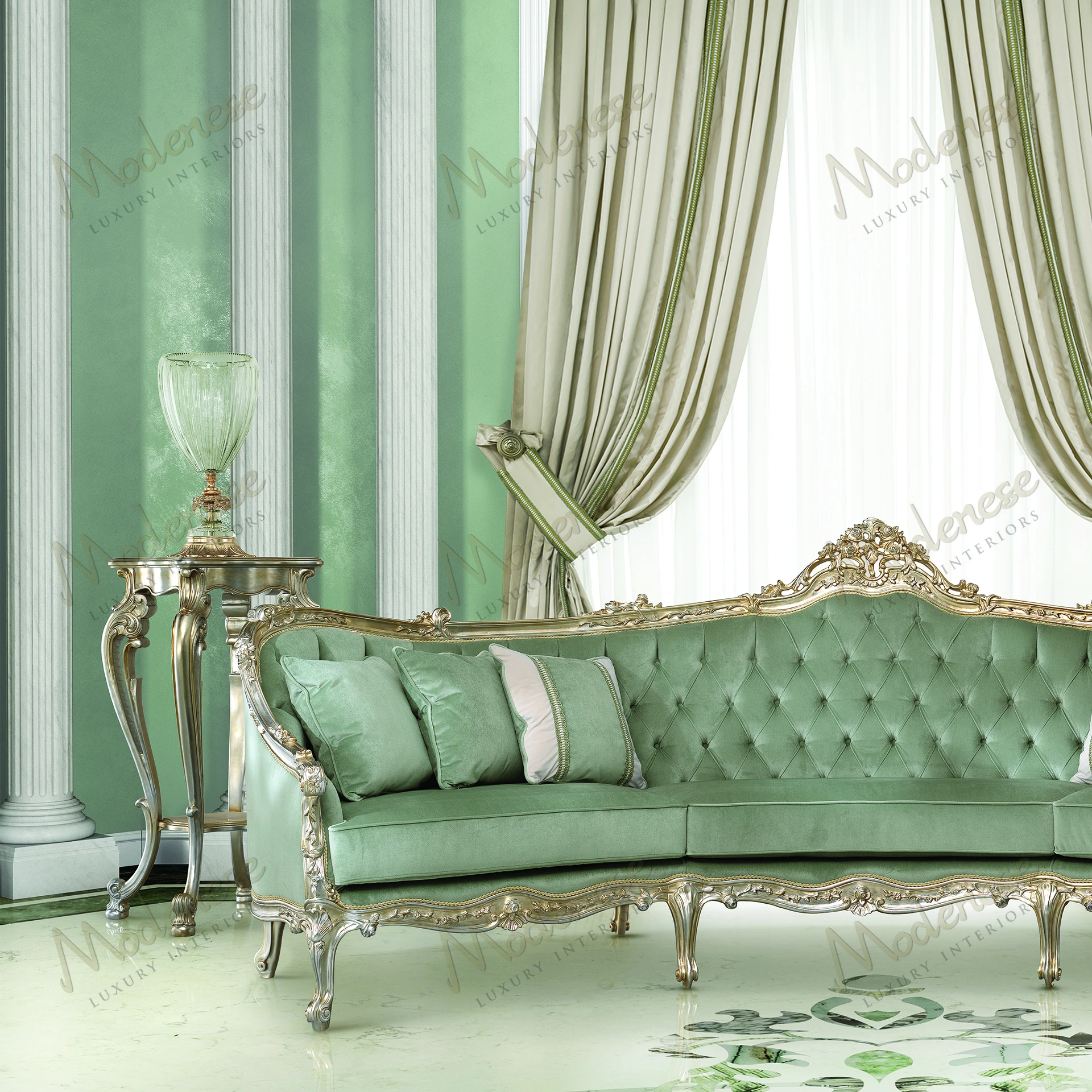 Silver Celeste Elegance Vase Stand with artistic design, smooth finish, no fabric textures, showcasing a full silver leaf aesthetic