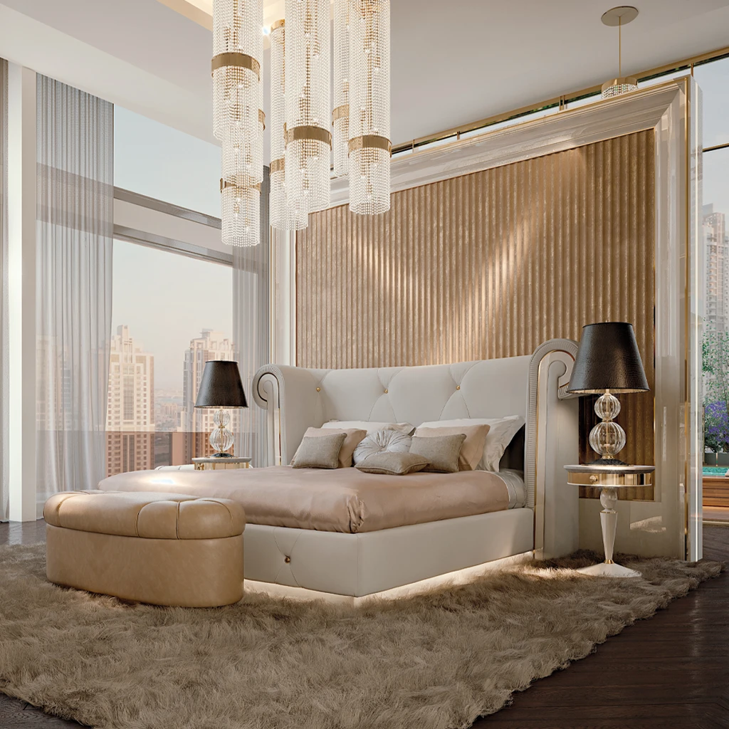 A breathtaking double floor walk-in closet with a central spiral staircase, glass-fronted wardrobes, and integrated lighting, epitomizing luxury closet design.