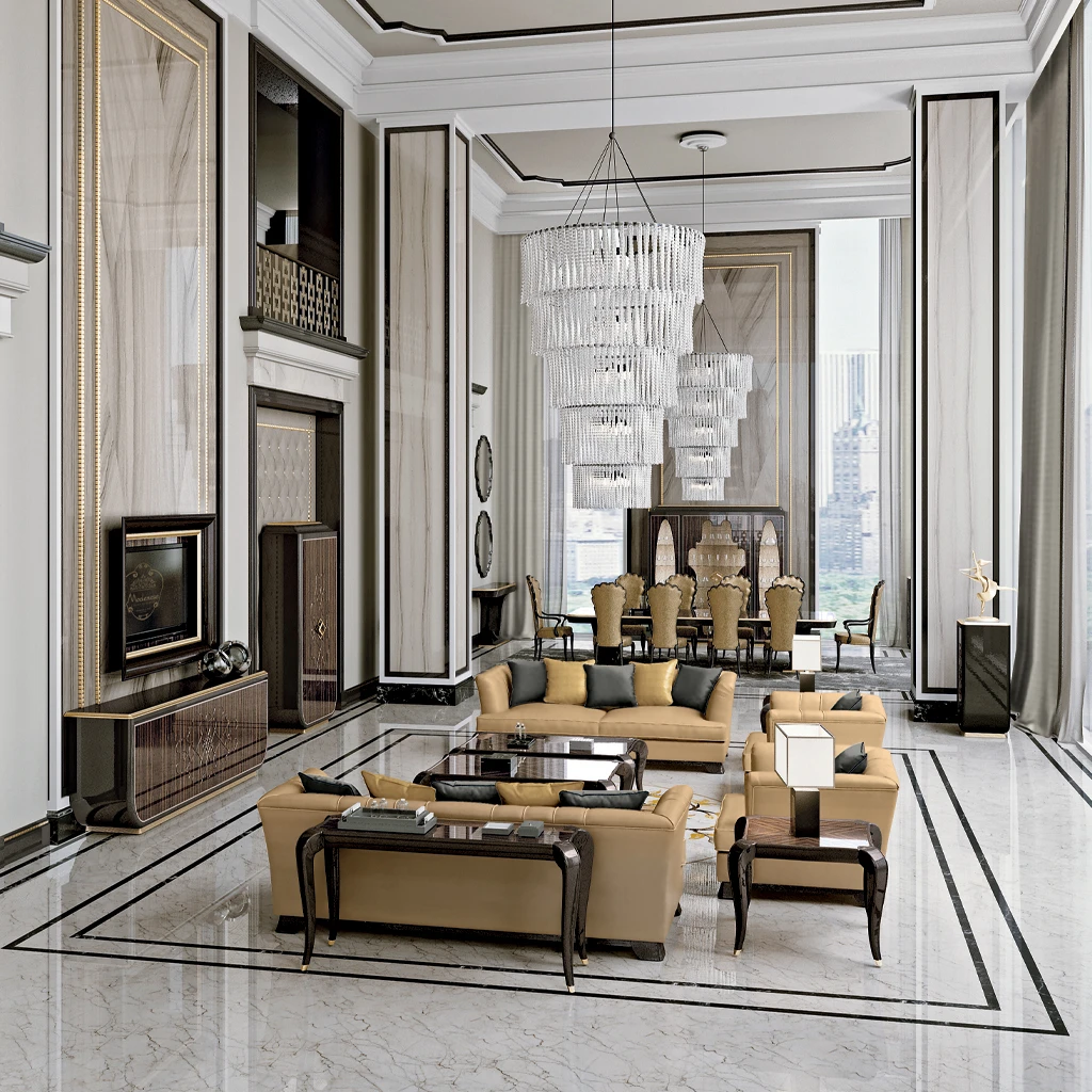 A sophisticated living room featuring a sofa and sideboard from the new Eclectic Collection, highlighting contemporary Italian Design by Pregno.