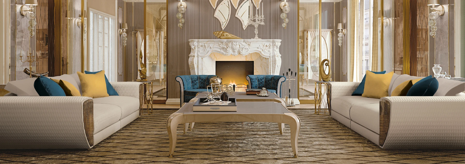 A sophisticated eclectic living room featuring a cream-colored contemporary sofa set against a striking Makassar wood accent wall, embodying modern eclectic home decor.