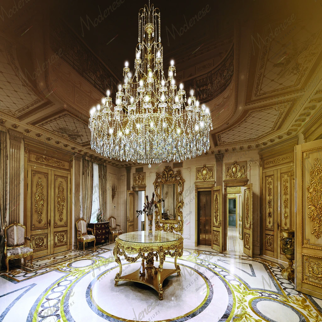An Italian artisan meticulously assembling a custom chandelier, demonstrating the exceptional craftsmanship that defines 'made in Italy' luxury lighting.