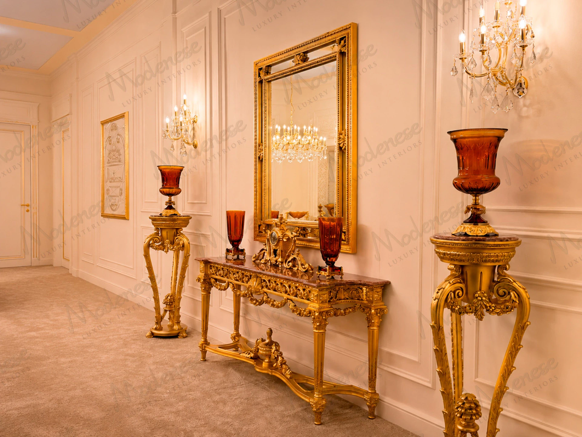 Luxury Italian wall mirror with elegant gilded detailing